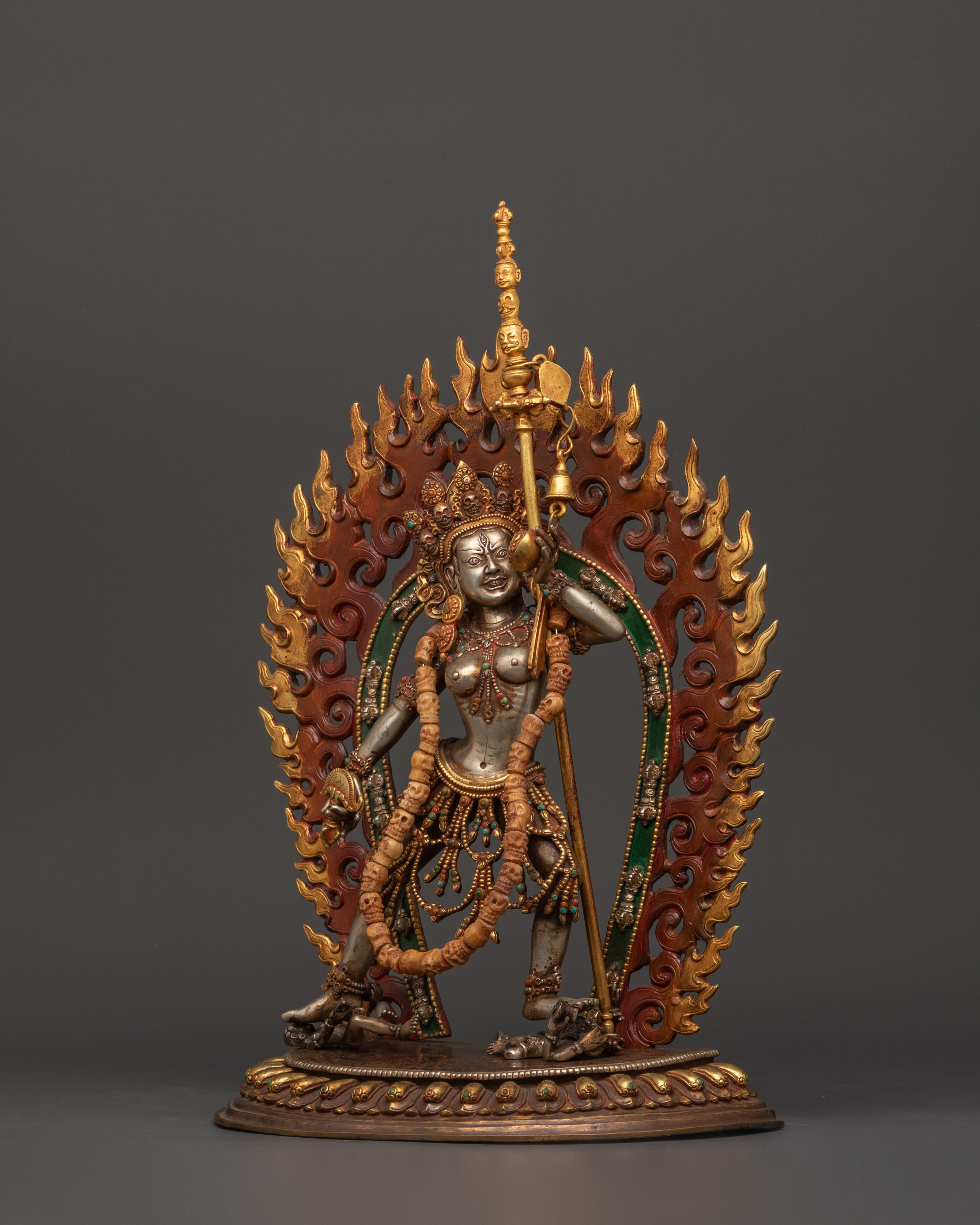 Sacred Buddhist Dakini Sculpture | Gold-Plated Vajrayogini Statue