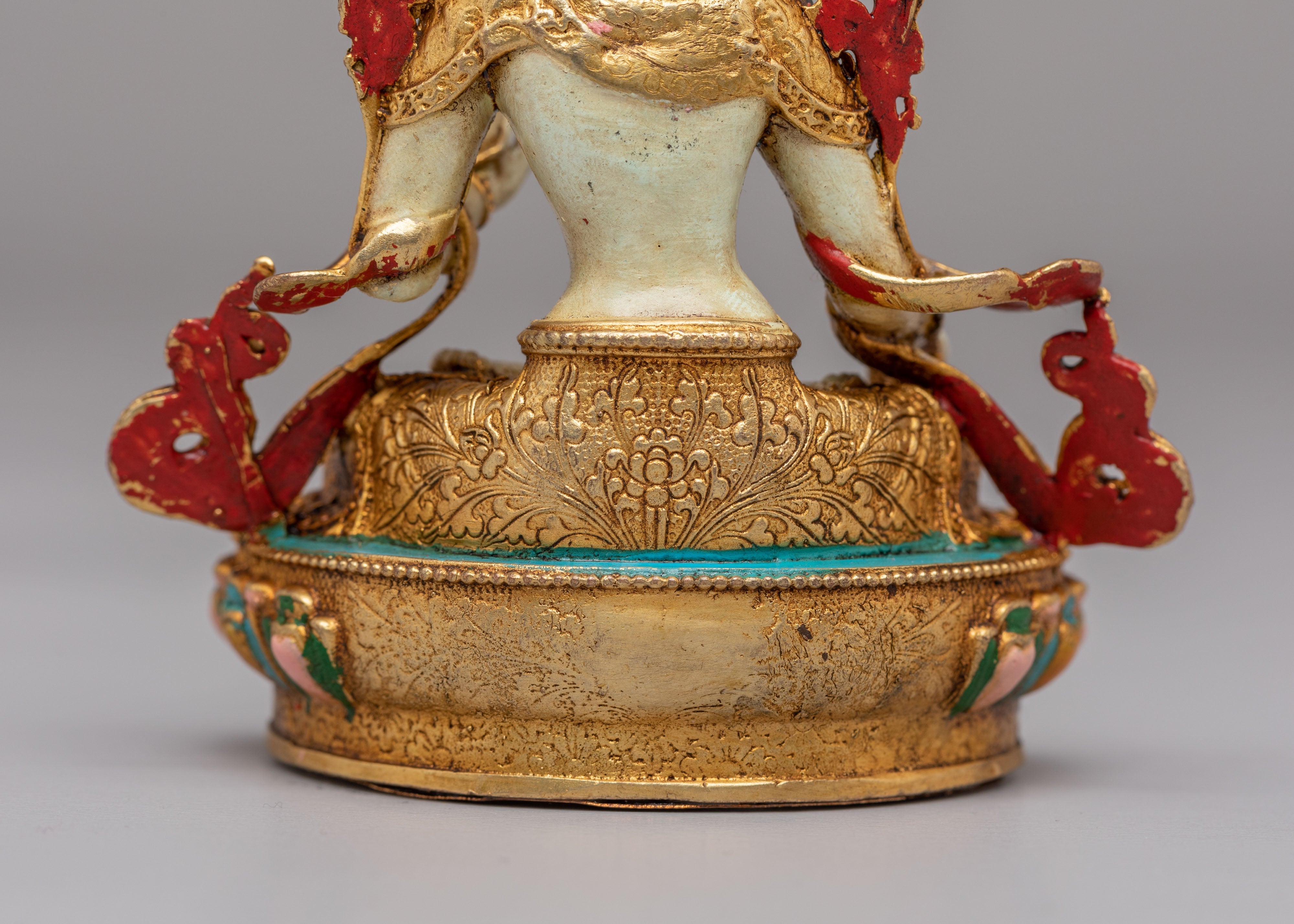 Sacred White Tara Goddess Statue | 24K Gold Plated Buddhist Healing Decor