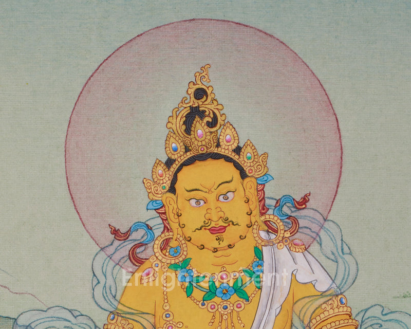 Hand-Painted Lord Kuber Thangka | Guardian of Wealth and Prosperity