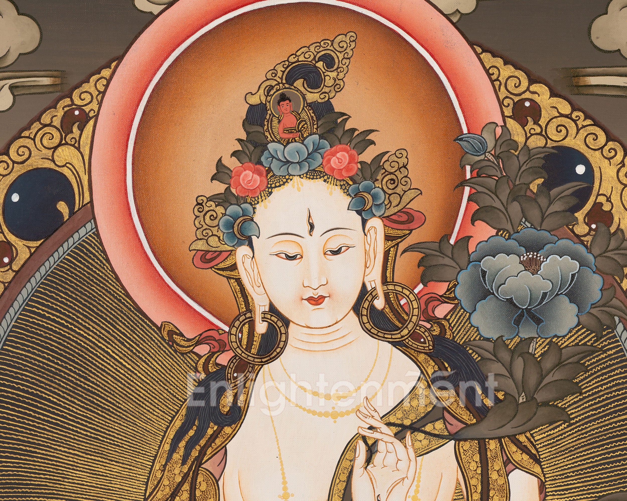 Tibetan White Tara Thangka | Female Bodhisattva Art | Wall Decors