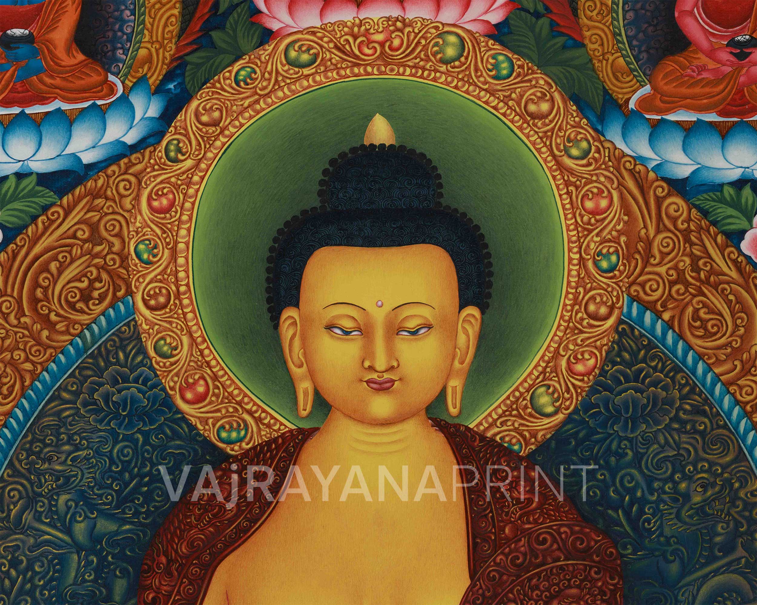 Gotama Buddha Thangka Print | Assembly of Enlightened Deities