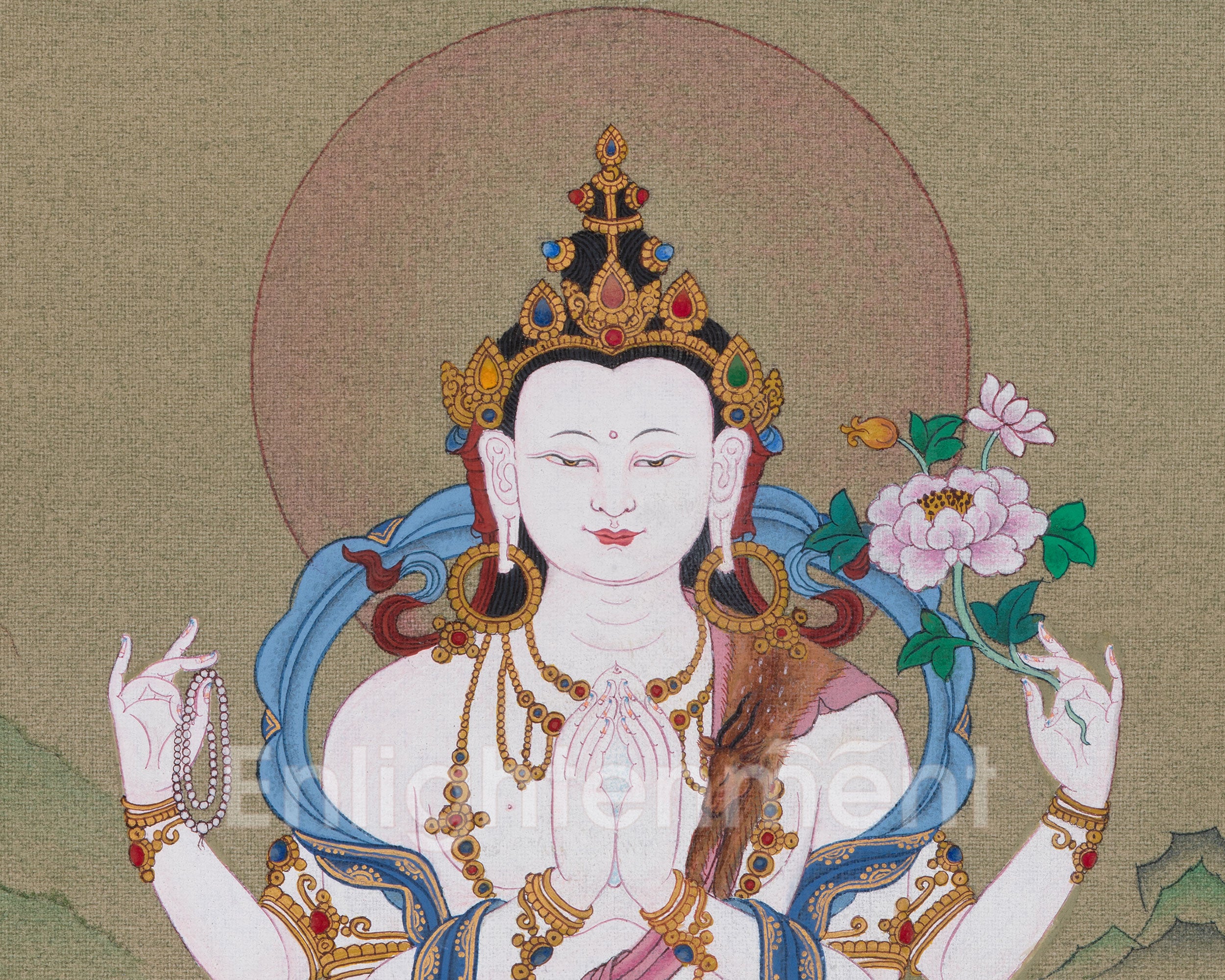 4 Armed Chenrezig Artwork | Thangka of the Bodhisattva of Compassion