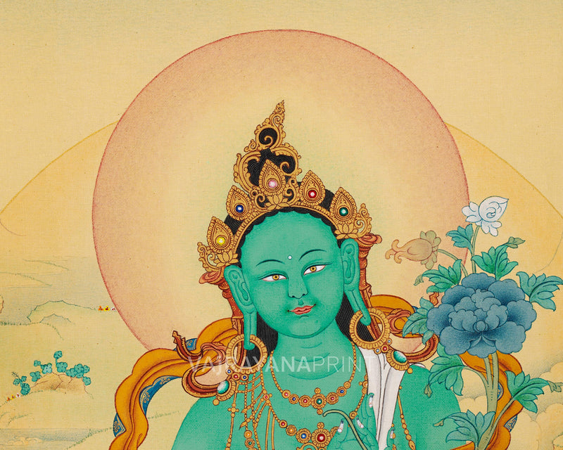 Green Tara | Tibetan Thangka Print | Digital Thangka Canvas Print