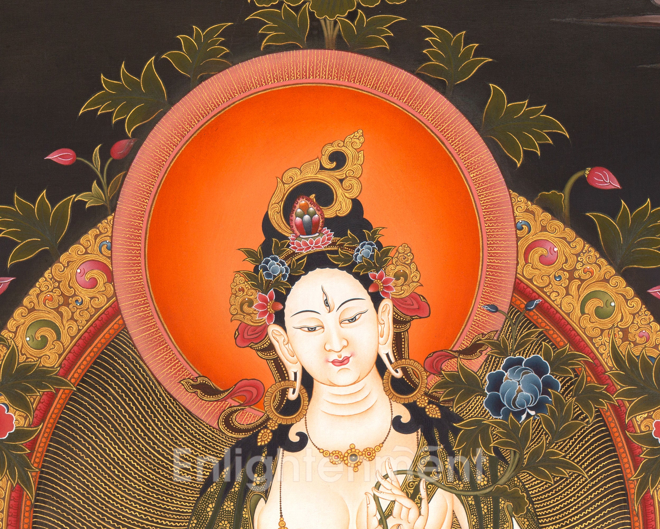Female Bodhisattva White Tara Thangka | The Goddess of Compassion and Long Life