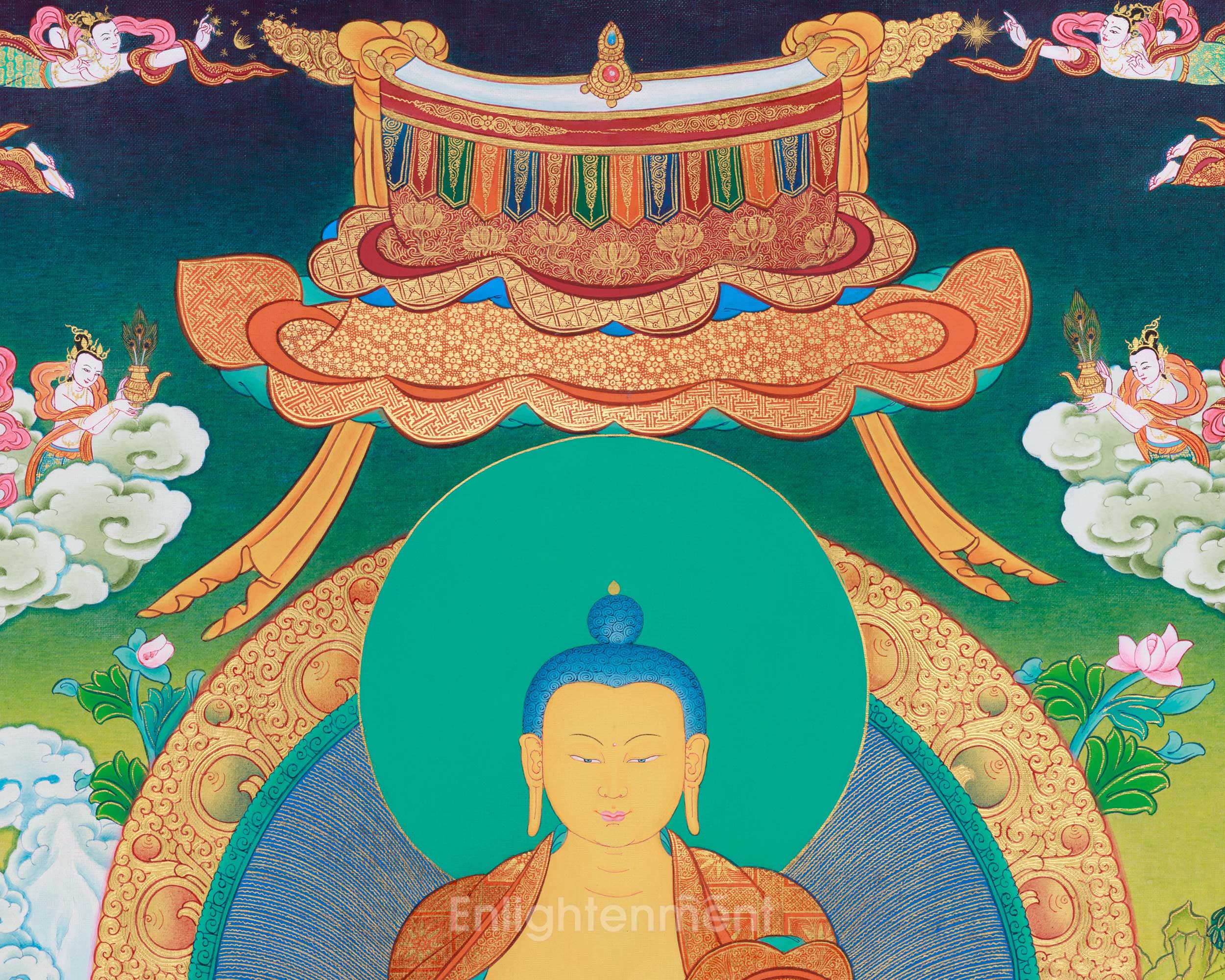 Buddha Shakyamuni Prayer Thangka | Hand-Painted Buddhist Deity Painting