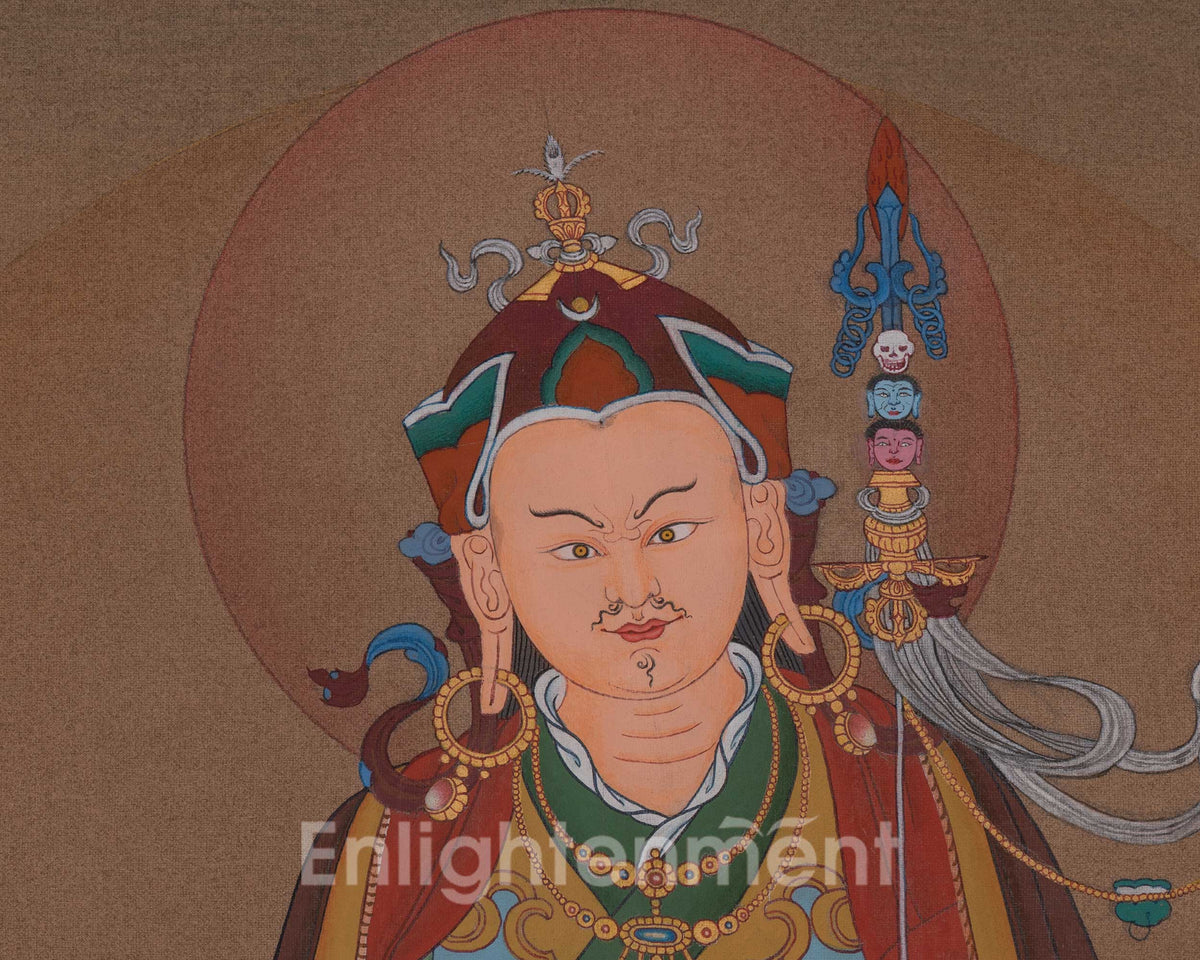 Guru Padmasambhava Sacred Thangka | Wisdom Deity | Tibetan Artwork