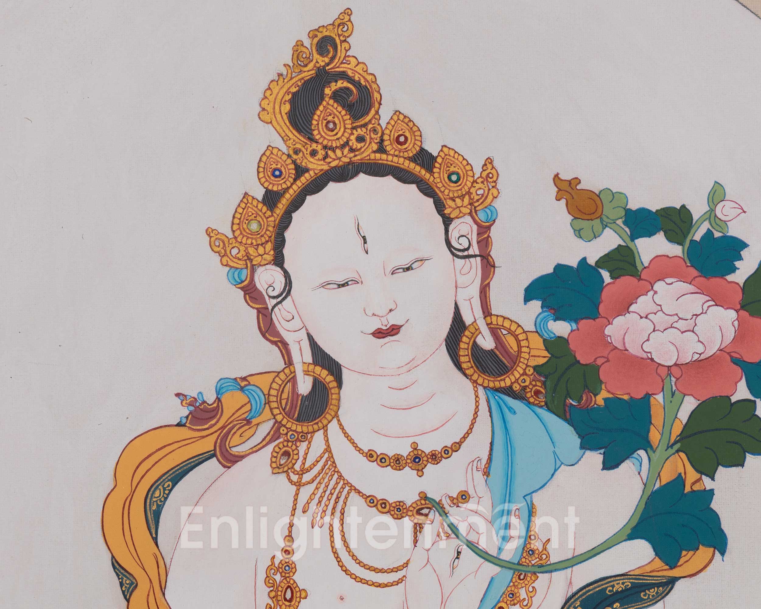 White Tara Compassionate Thangka | Seven-Eyed Deity | Longevity Artwork