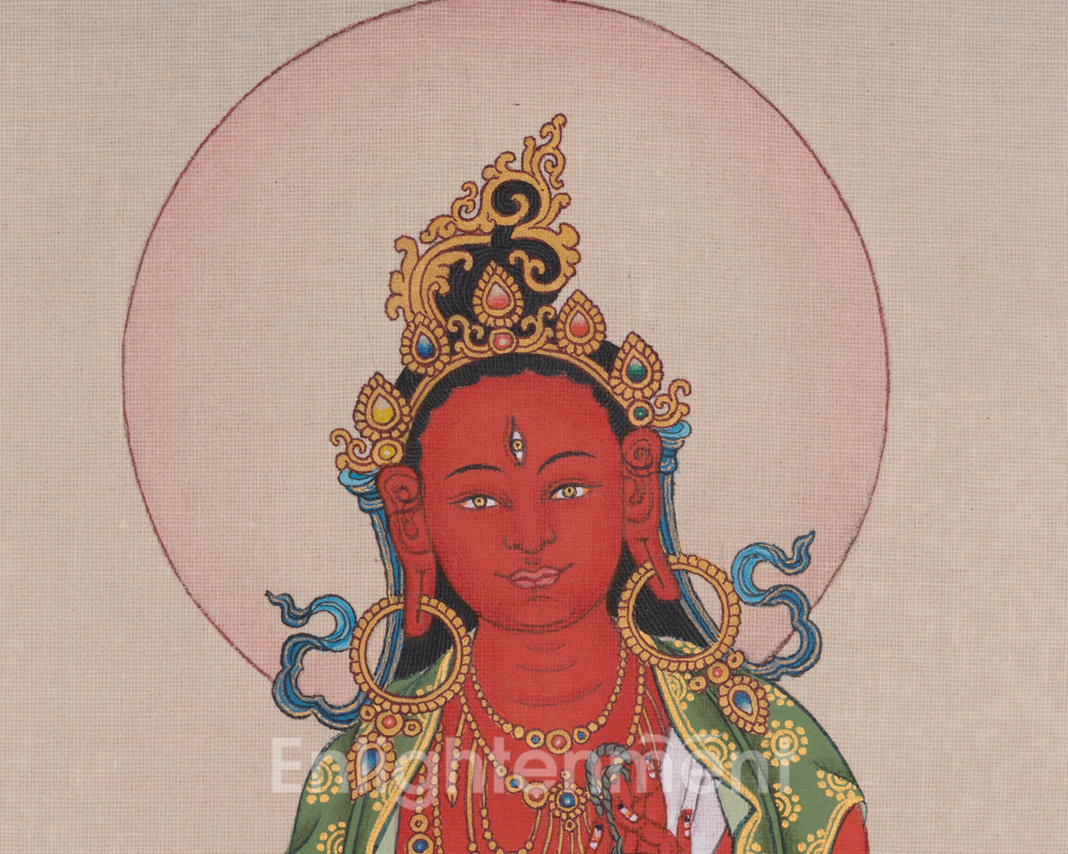 Red Tara Traditional Thangka | Represents Magnetization And Fierce Compassion