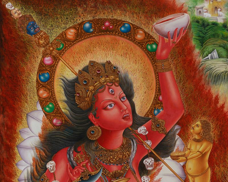 Thangka of Vajrayogini | Wrathful Wisdom Dakini | Sacred Tantric Deity