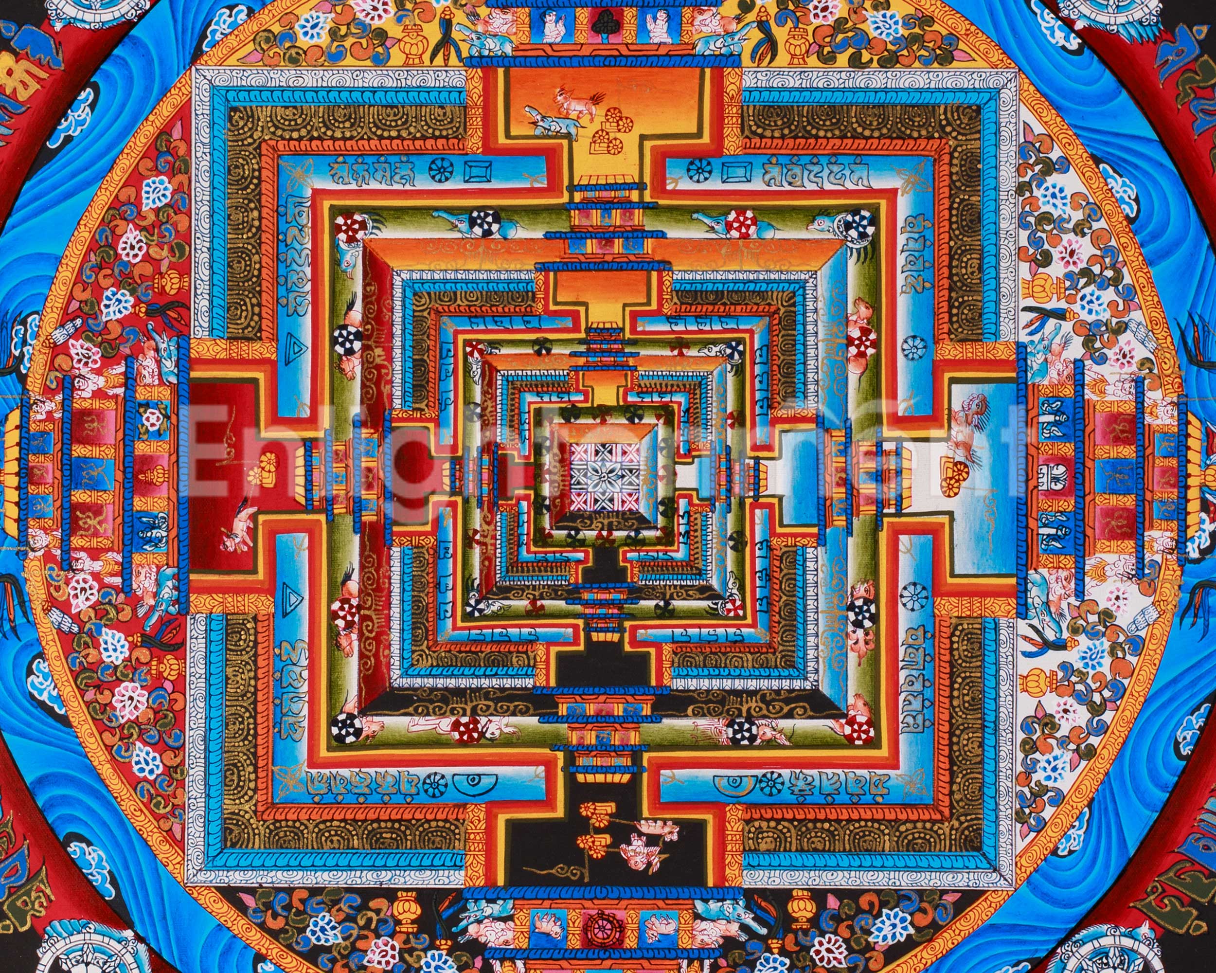 Sacred Kalachakra Mandala Painting | Traditional Tibetan Buddhist Artwork