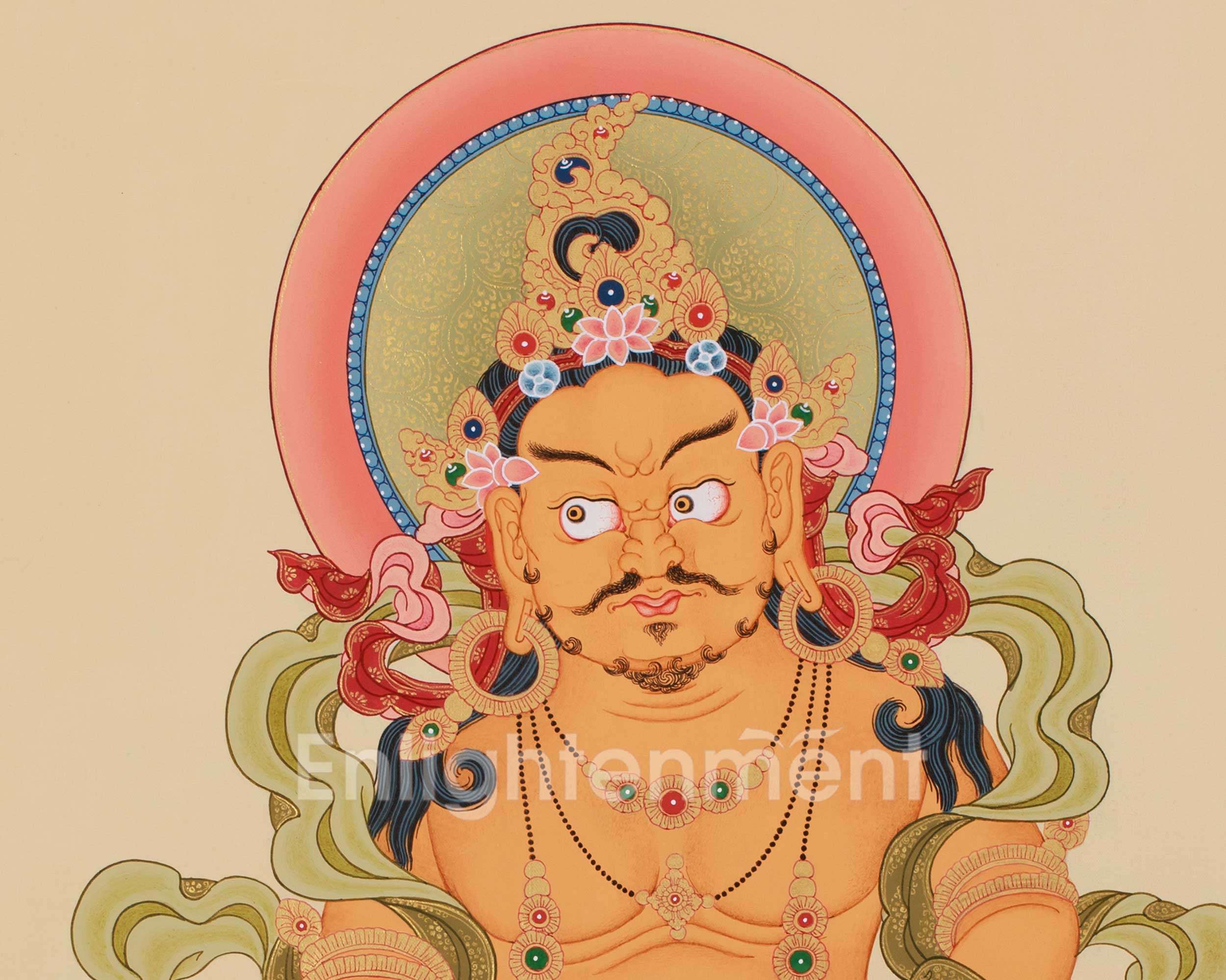 Kubera Deity Dzambhala Thangka | Tibetan Wealth Deity Art