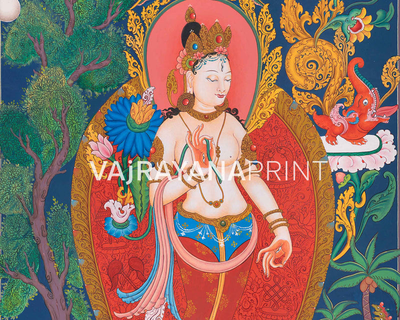 Traditional White Tara Thangka Print | Prints on Canvas | Nepalese Print