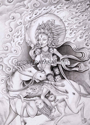 Divine Protector: Palden Lhamo Thangka Print | Mahakala Thangka Artwork | Spiritual Guidance Print