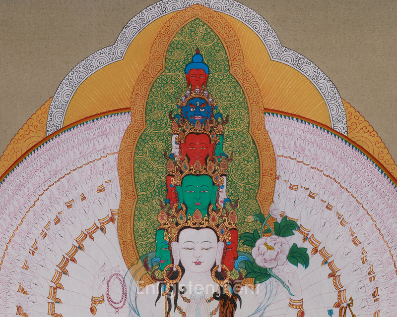 One Thousand Armed Chenrezig Thangka | The Compassionate Protector