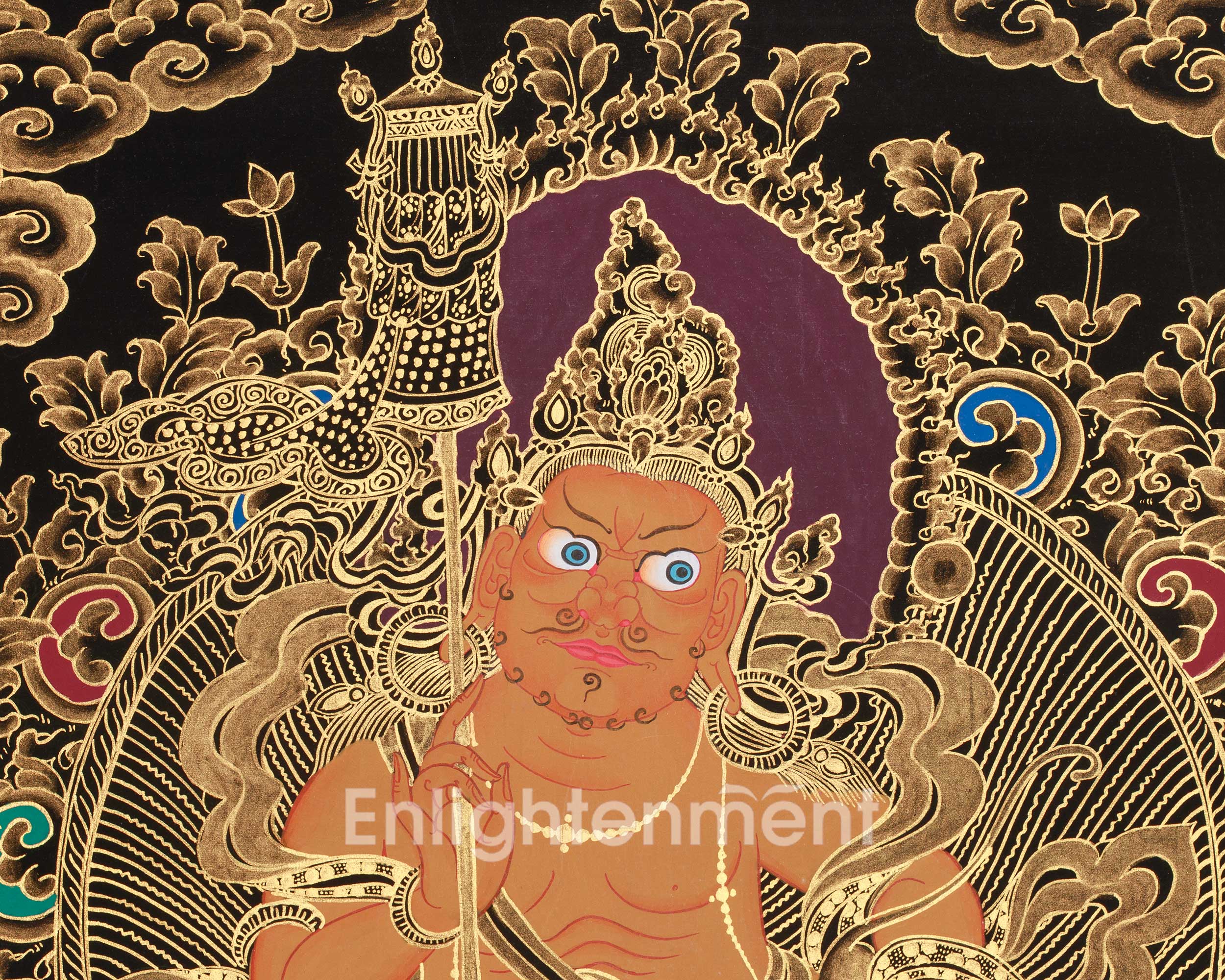 Gold Style Namtose Thangka Painting | Original Hand-Painted Buddha of Wealth