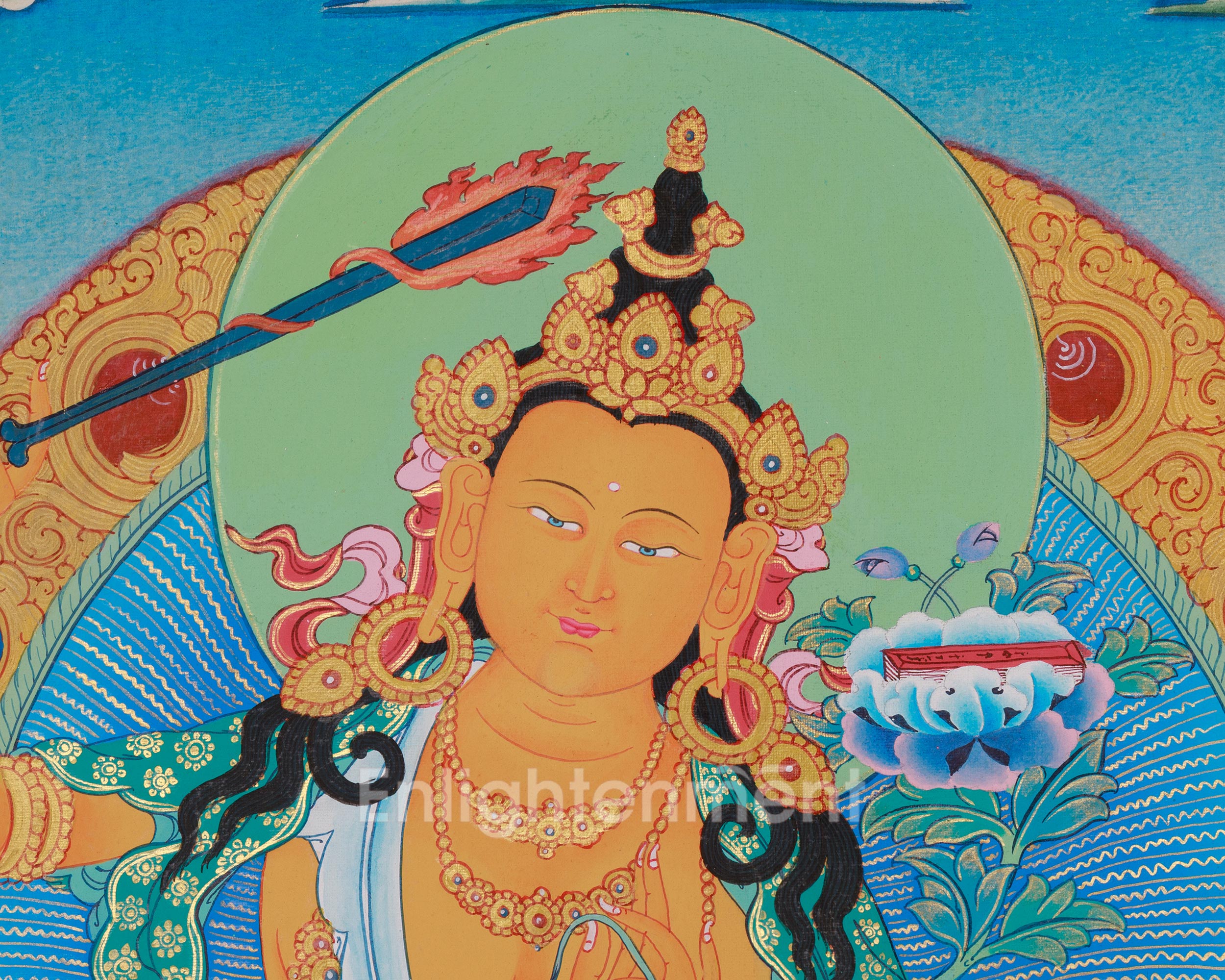 Manjushri Artwork | Sacred Hand-Painted Himalayan Wisdom Thangka