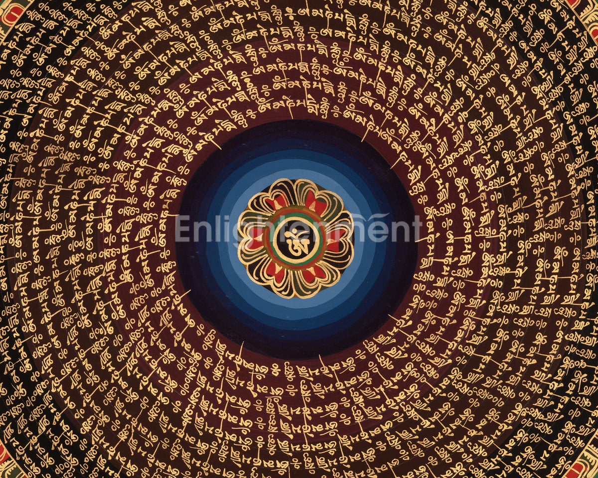 Mantra Mandala Sacred Thangka | Tibetan Artwork | Representing Enlightened Universe
