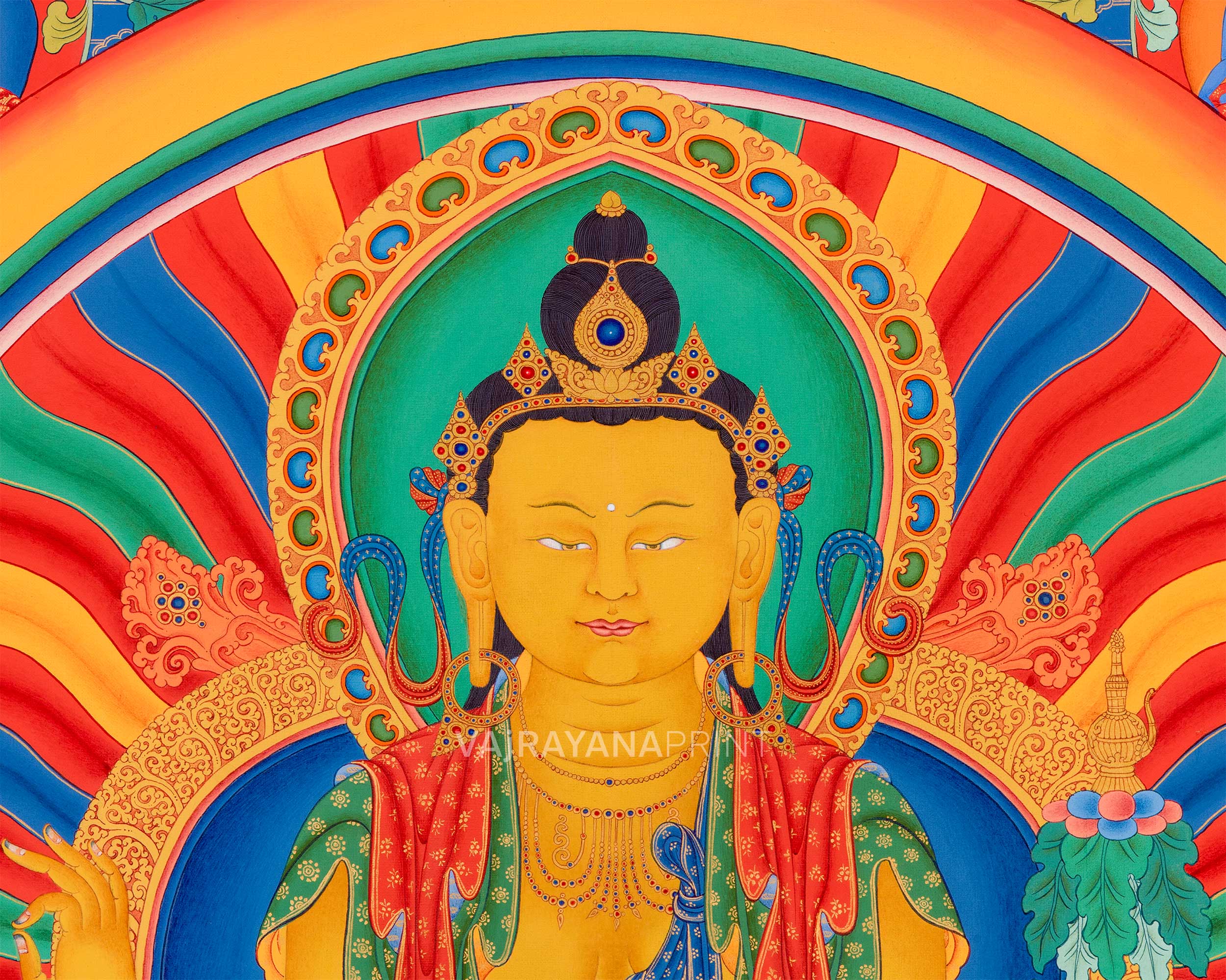 Maitreya Bodhisattva Thangka Print | The Future Buddha |  Buddhist Spiritual Gift Ideas