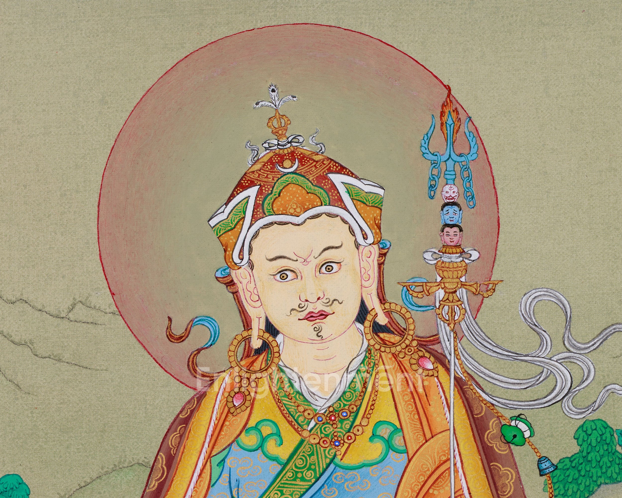 Tantric Padma Rinpoche Thangka | A Sacred Depiction of the Lotus Born Master