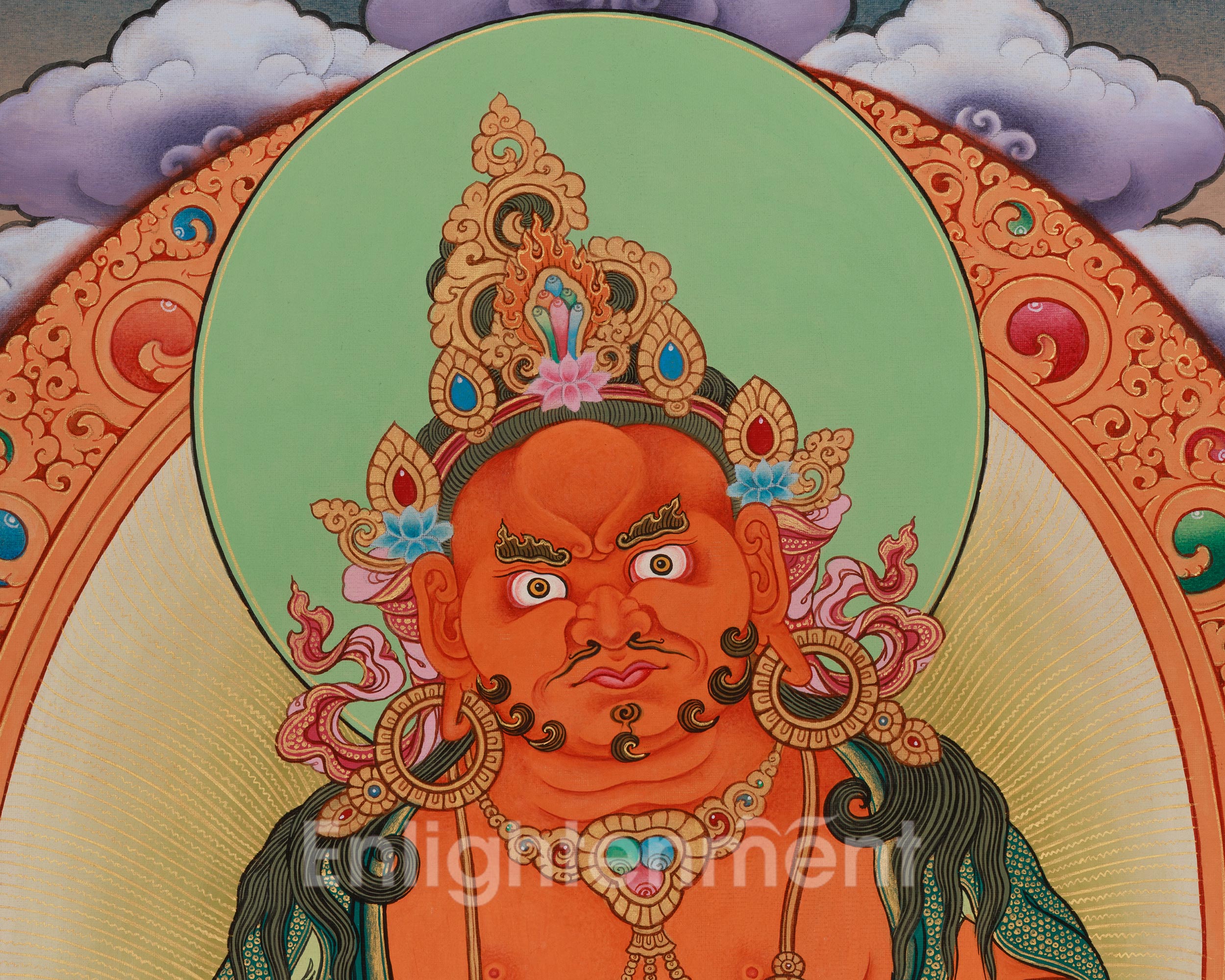 Tibetan Deity Dzambhala Thangka | Embodiment of Prosperity