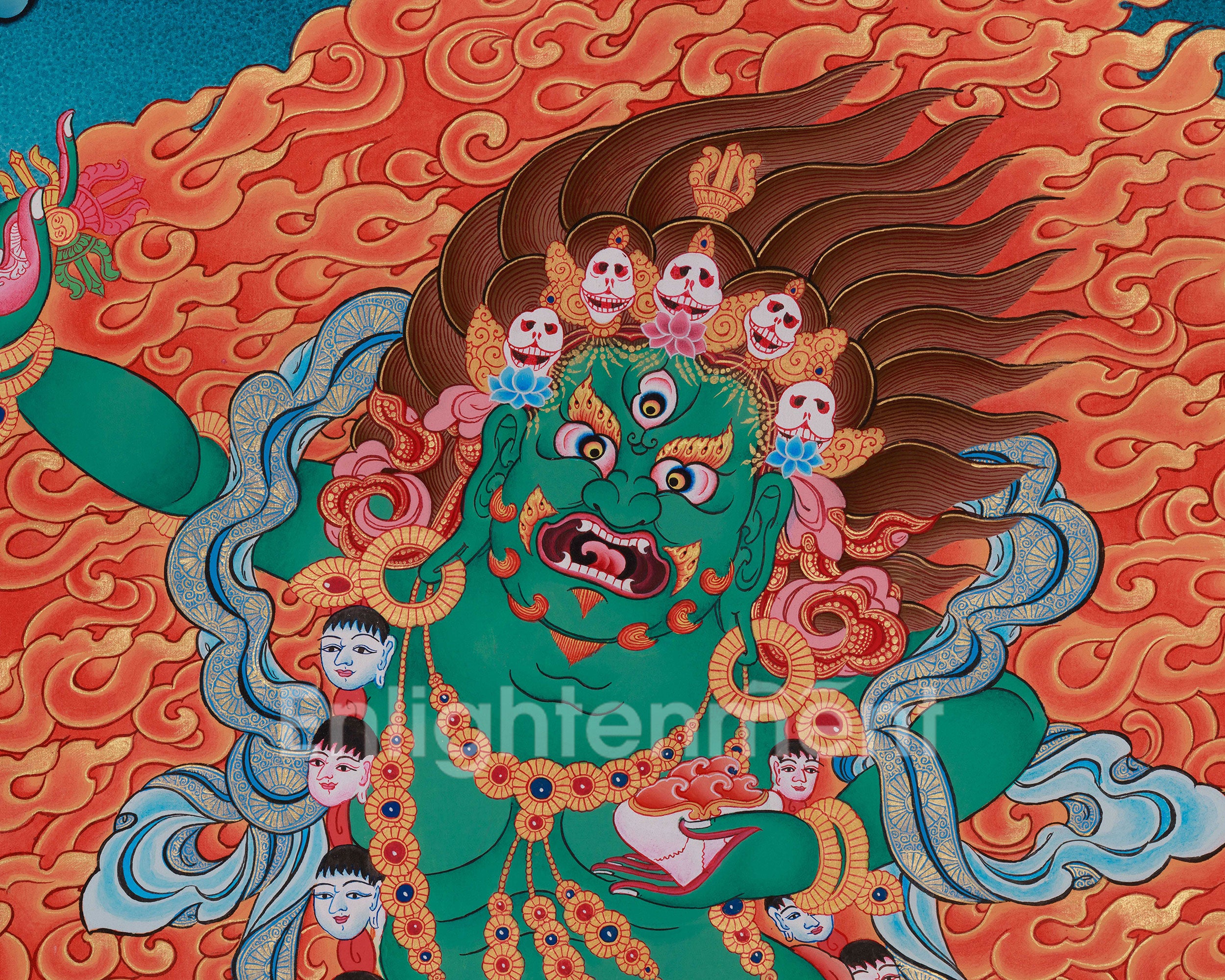 Green Hayagriva Thangka | Buddhist Protector Deity Art