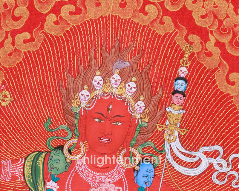 Traditional Vajrabarahi Thangka in Red and Gold | Vajrayana Art