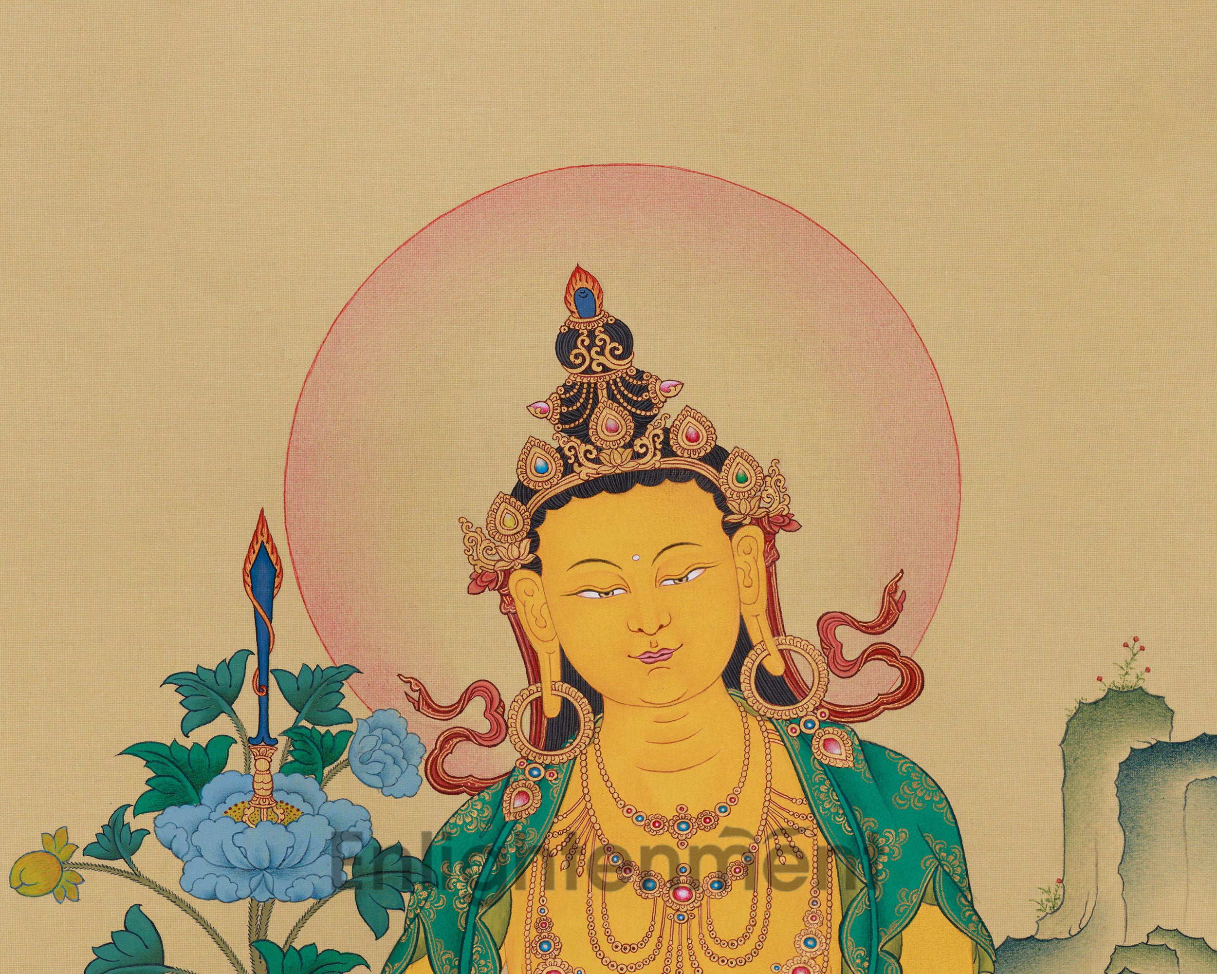 Rare Wisdom Bodhisattva Manjughosa | Traditional Masterpiece for Collectors