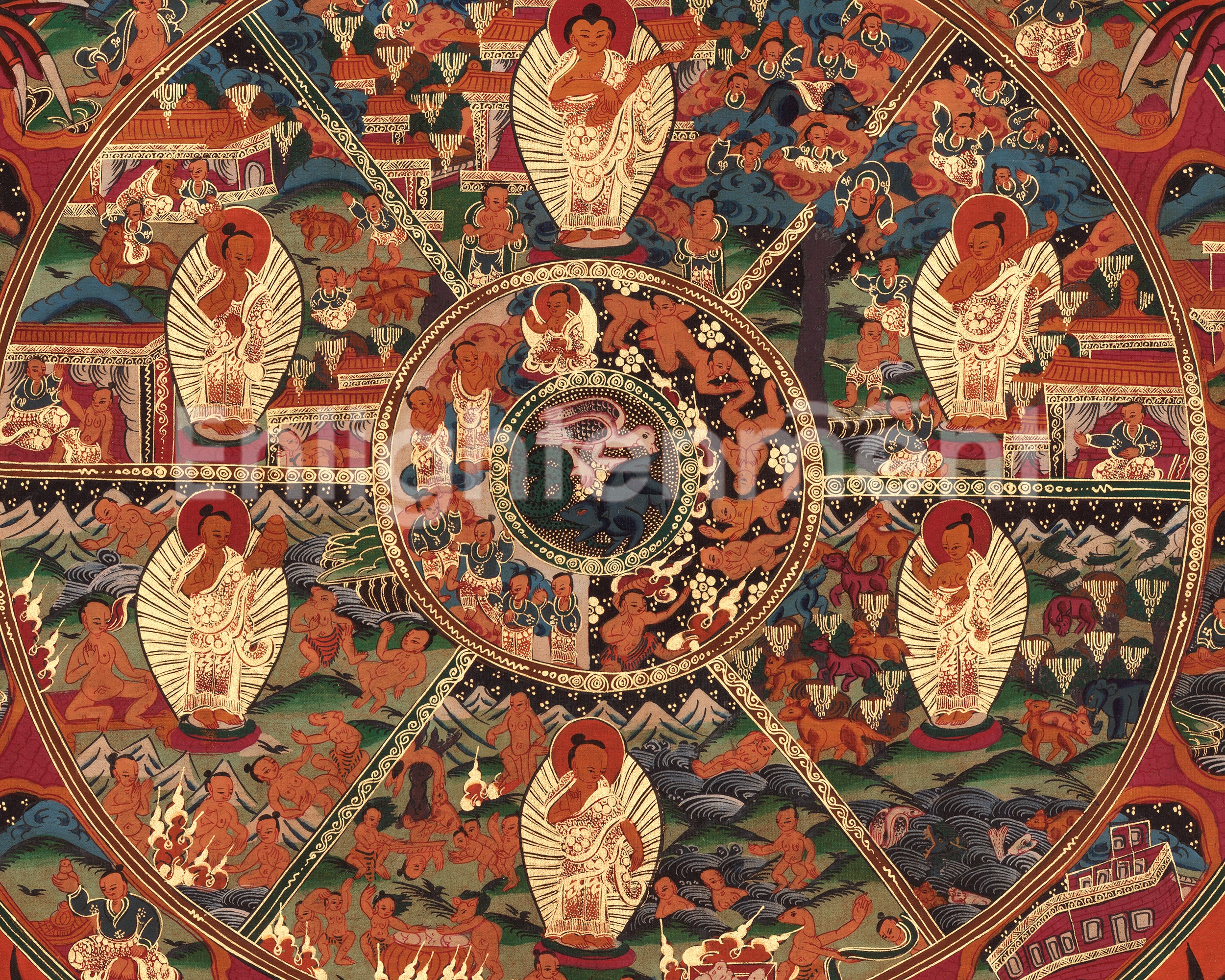 Himalayan Wheel of Life Artwork | Samsara and Enlightened Wisdom