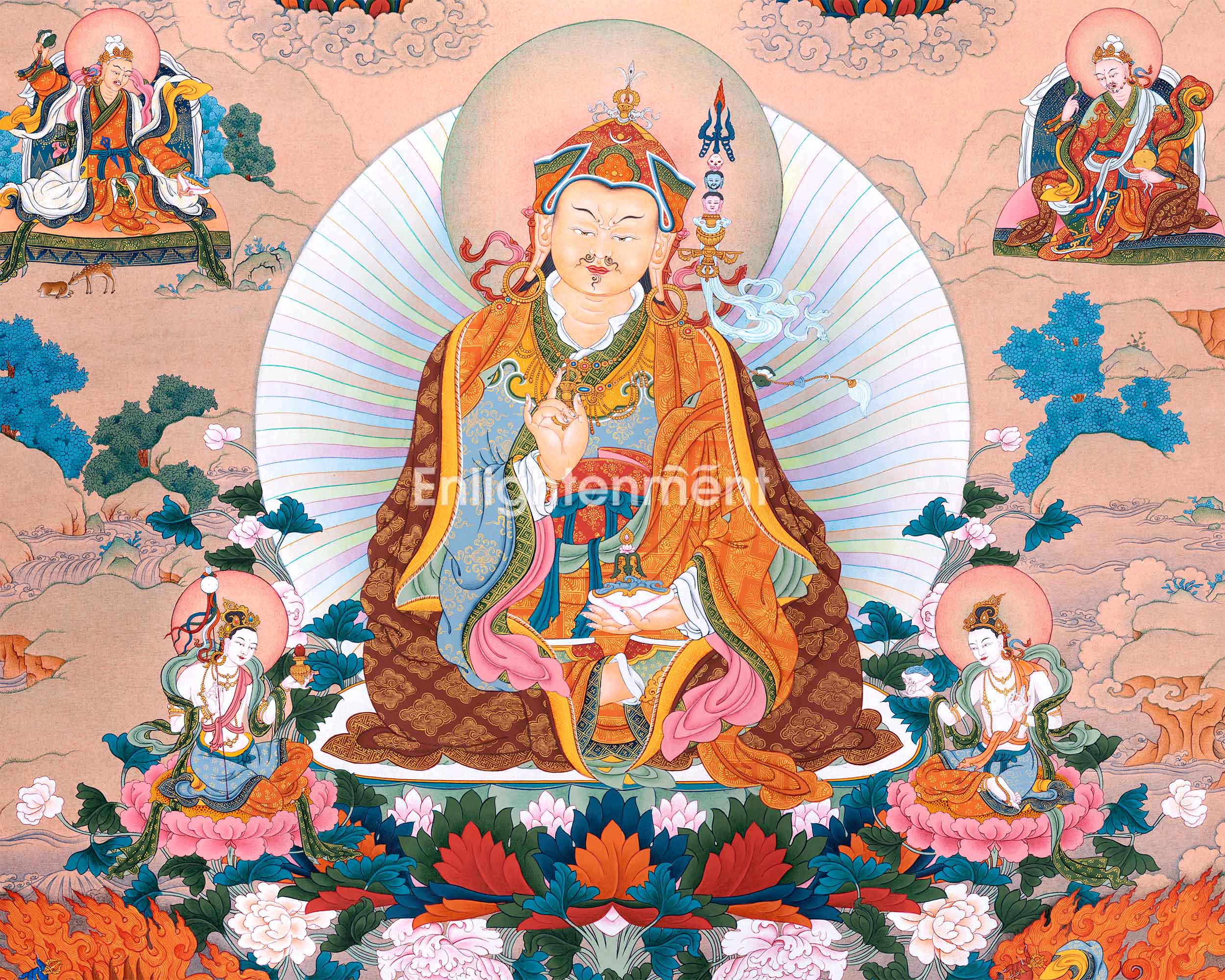 Guru Sangye Thangka | Hand Painted Art of Guru Rinpoche's Eight Manifestation | The Lotus Born