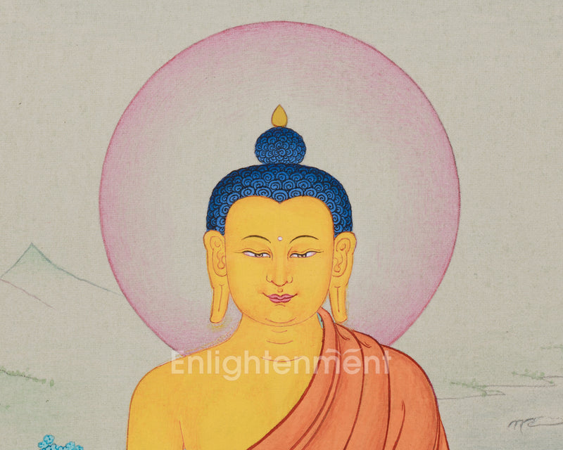 Buddha Shakyamuni Mini Thangka | Enlightenment & Peaceful Energy Art