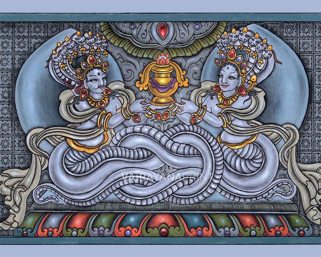 Naga Rani Naga Raj & Naga Rani Traditional Nepali Paubha Print