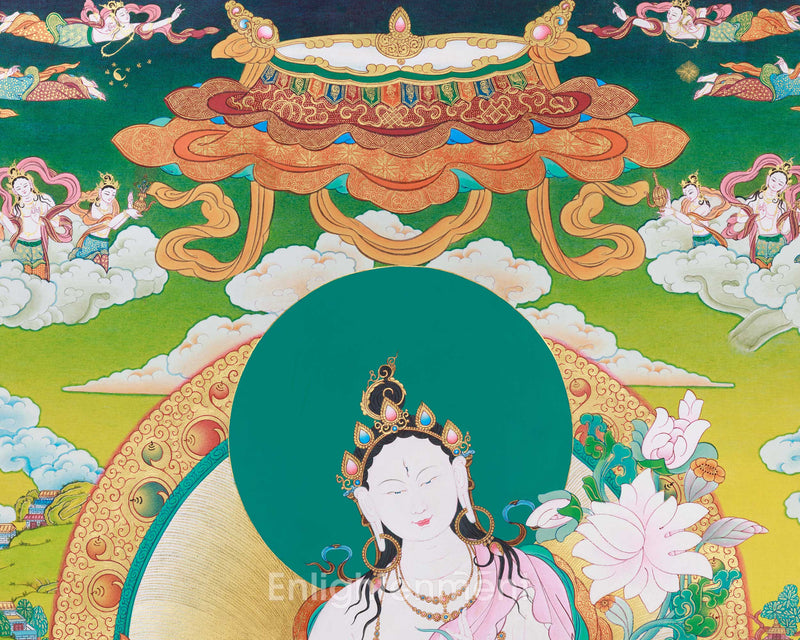 Buddha Tara Thangka | Traditionally Hand-Painted White Tara Art