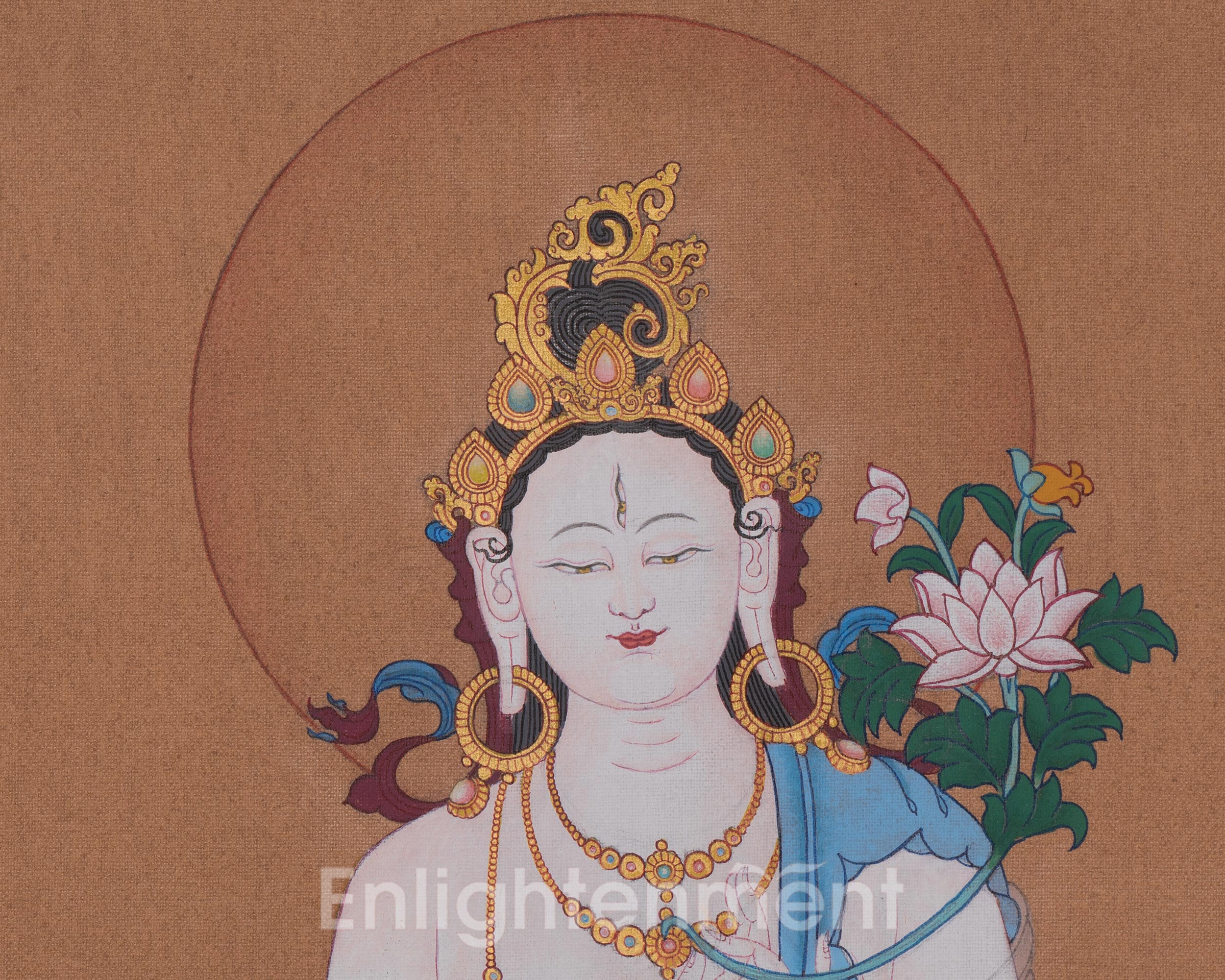 White Tara Healing Deity Artwork | Sacred Symbol of Compassion and Longevity