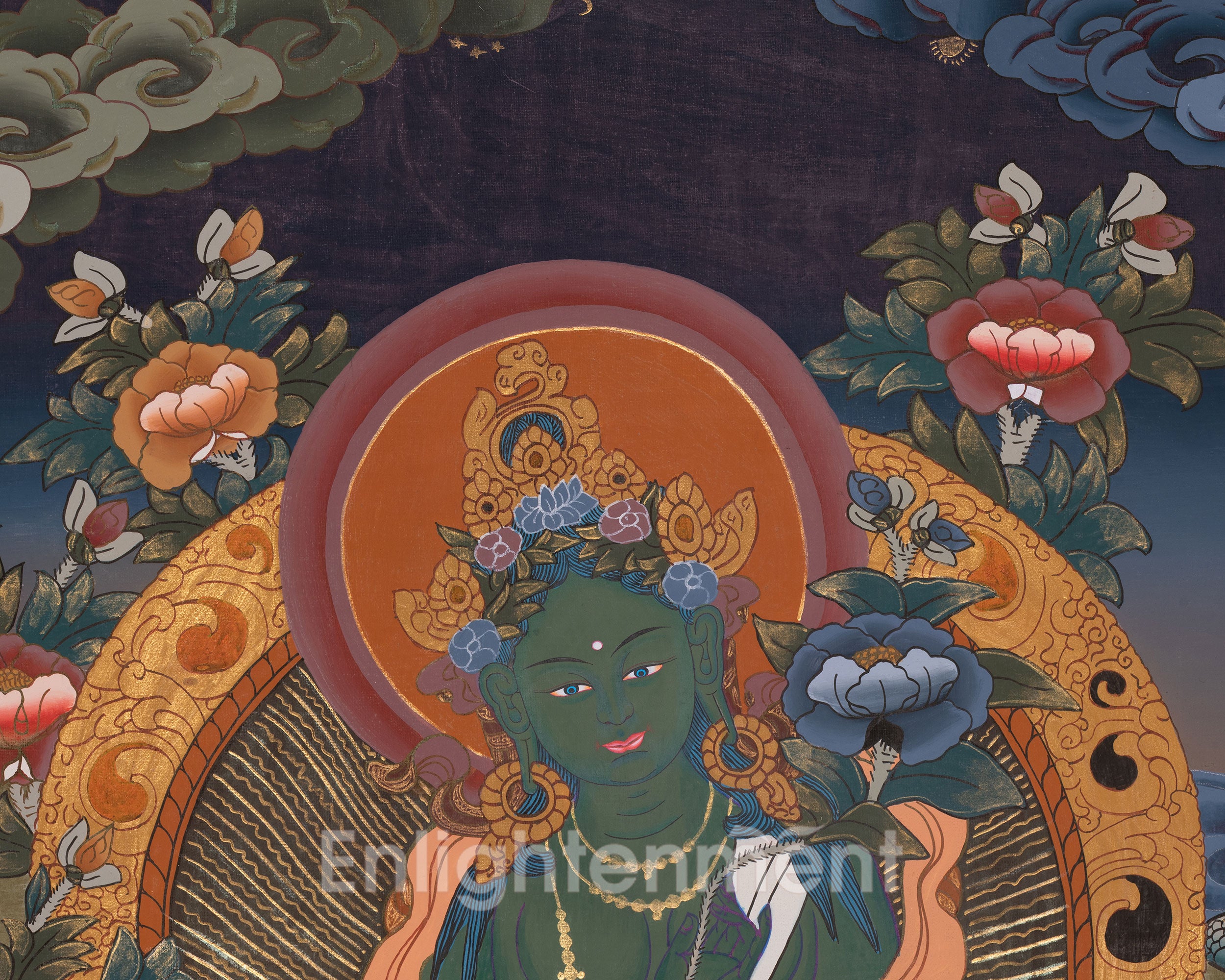 Original Hand-Painted Green Tara Thangka | Traditional Art | Bodhisattva | Compassion, Wisdom and Protection |