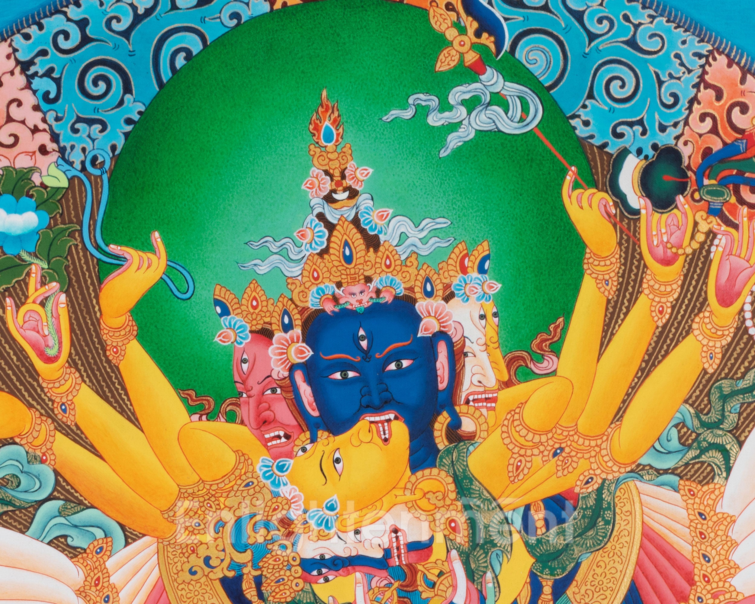Exquisite Yidam Kalachakra Thangka | Spiritual Awakening with Consort Vishvamata