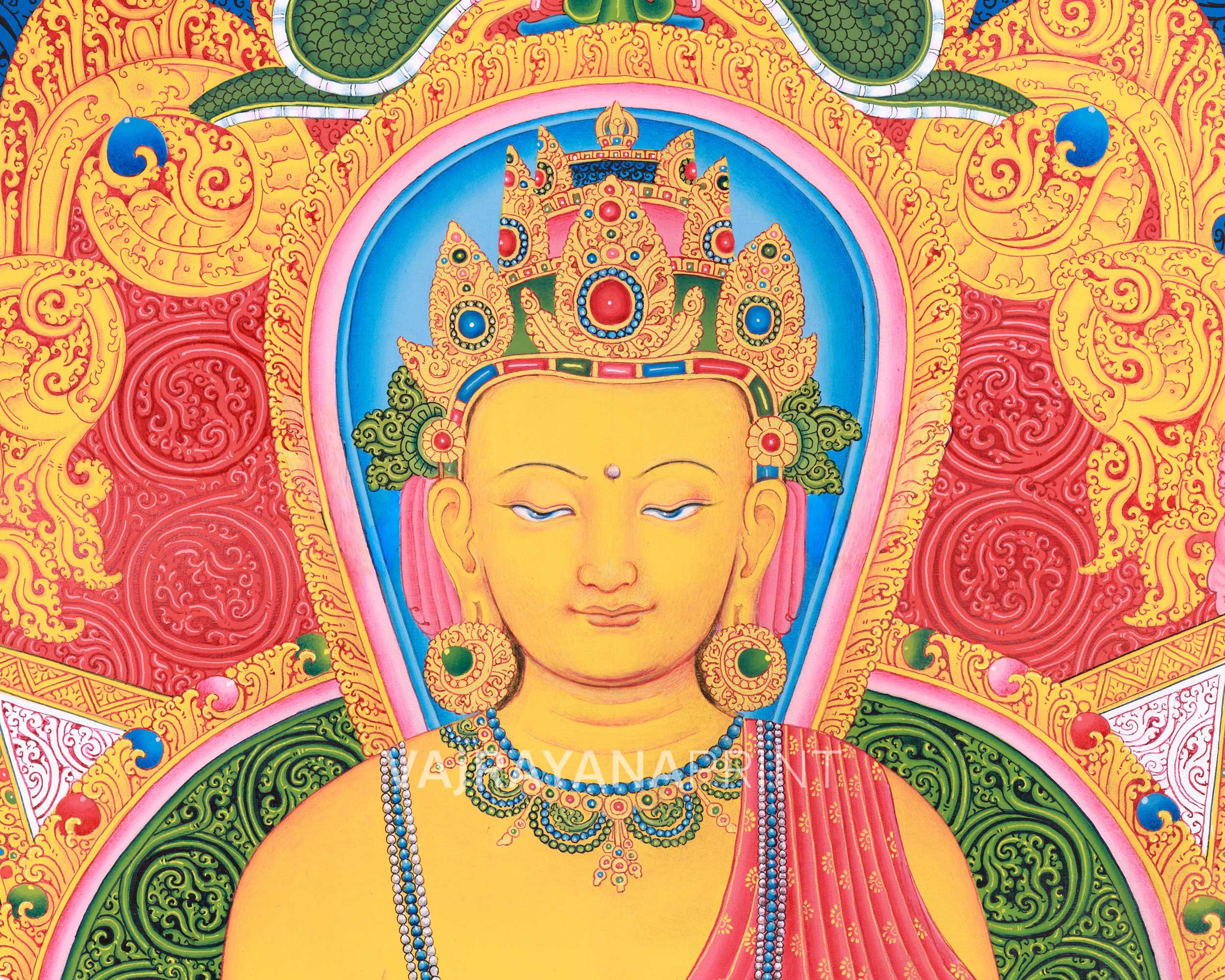 Siddhartha Gautama Thangka Print | Artwok Of Sakyamuni Buddha | Gautama Buddha Print