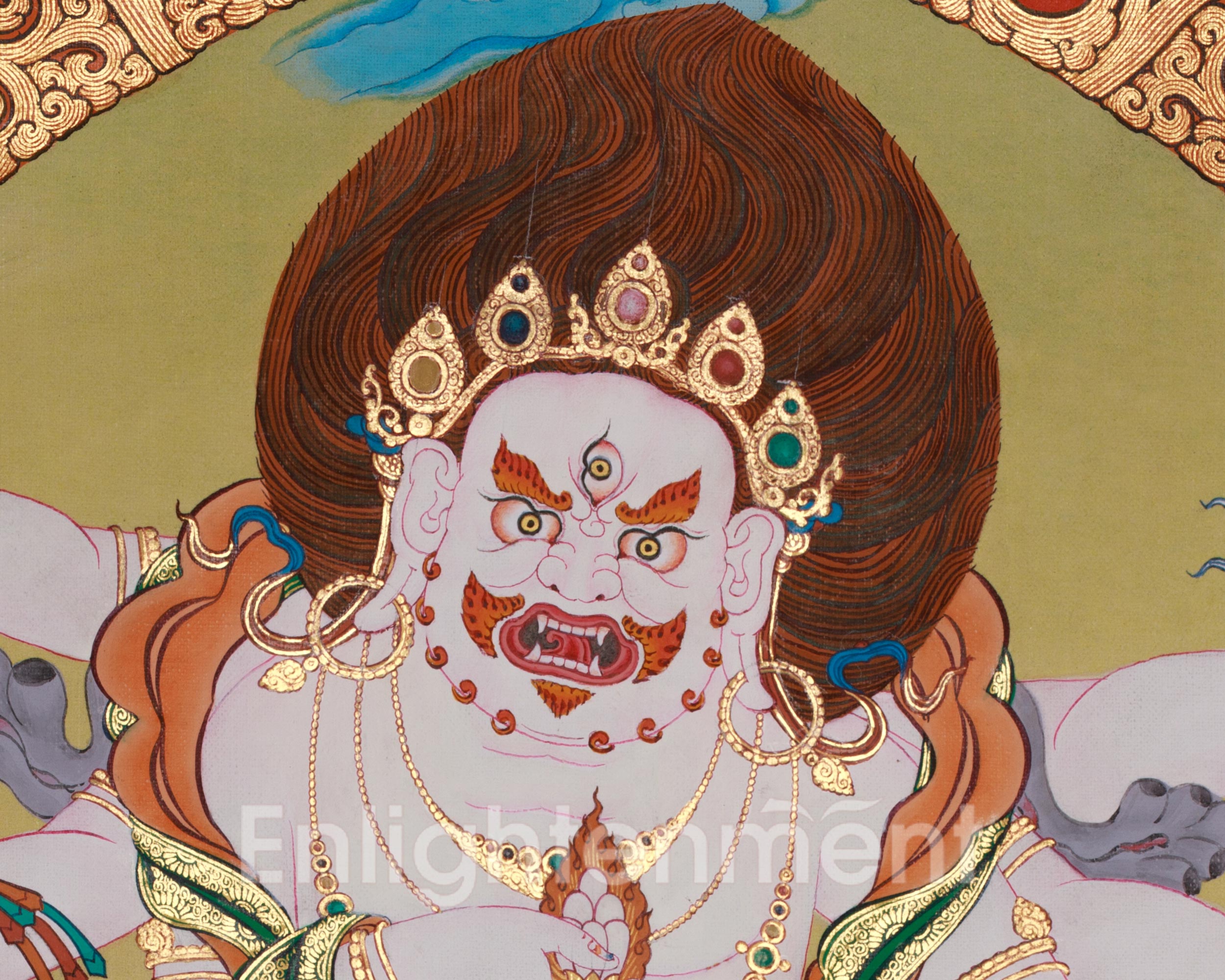 Sacred White Mahakala Thangka | Wealth Deity | Tibetan Artwork