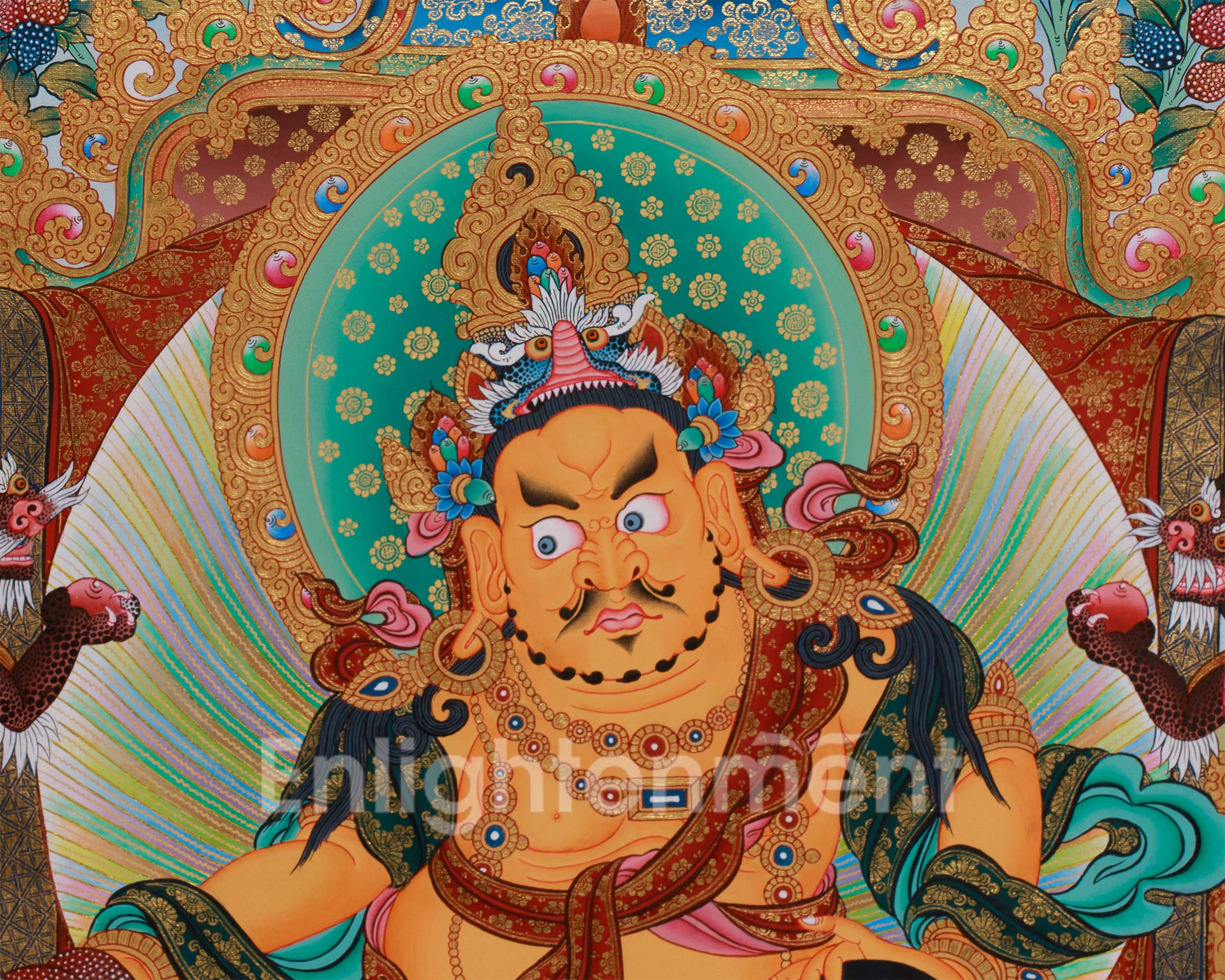 Dzambhala Wealth Deity Thangka | Sacred Hand-Painted Tibetan Art for Abundance