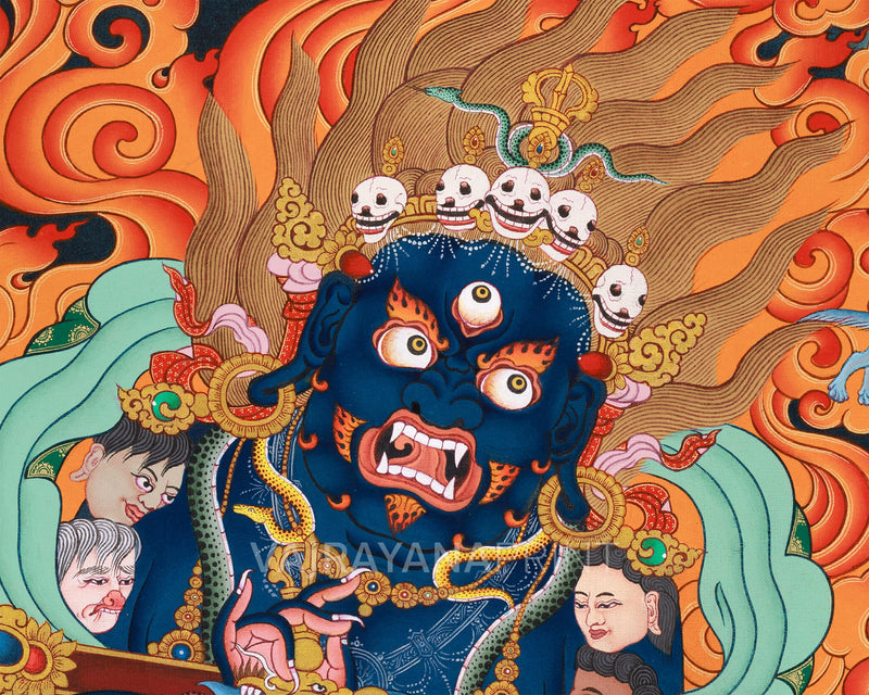 Two-Arms Sakya Mahakala Canvas Print | Wrathful Dharmapala