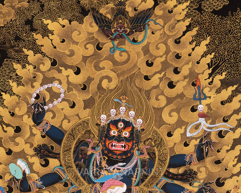 Shangpa Kagyu Mahakala Giclee Canvas Print | Mahakala Protectors and Buddha Akshobhya