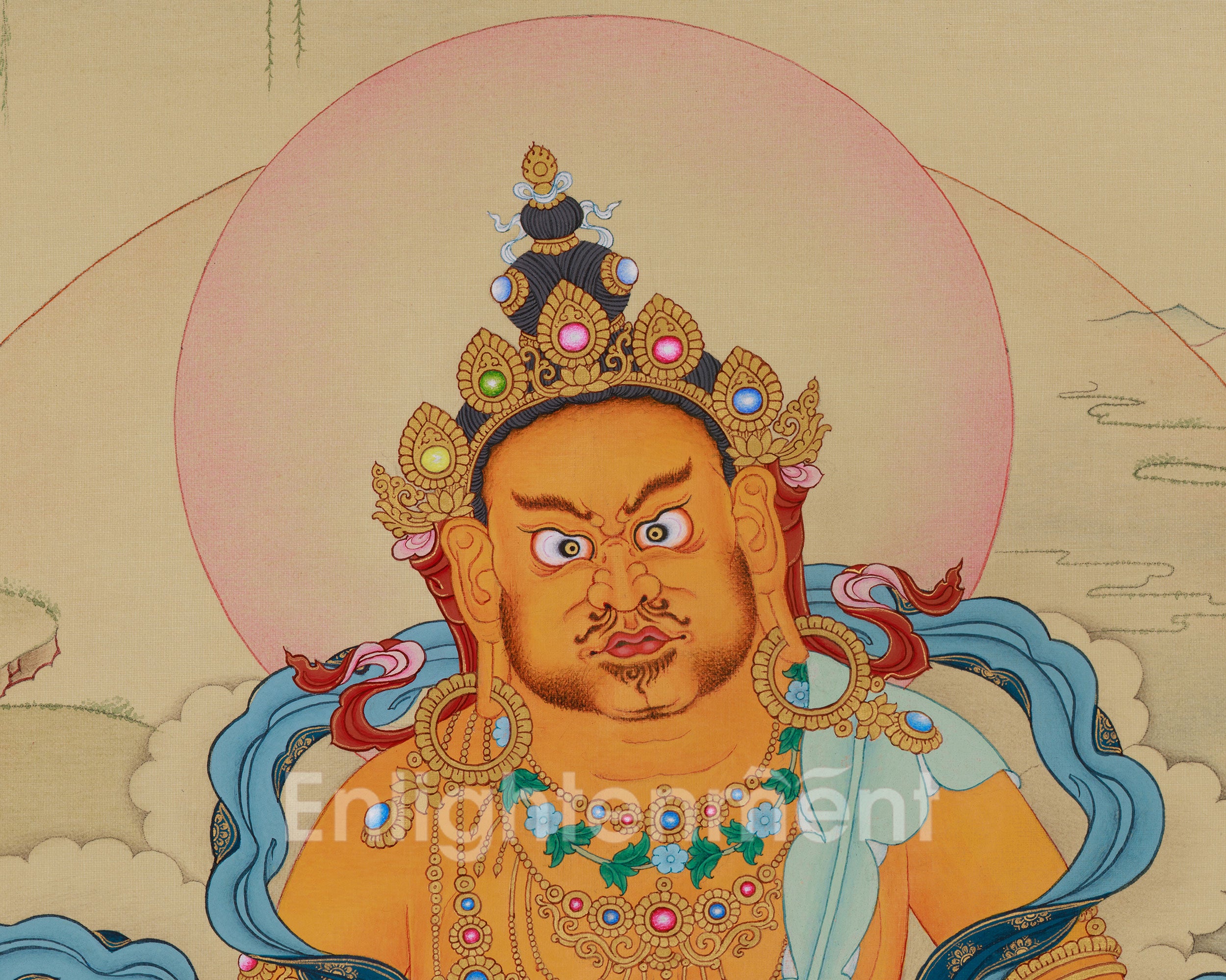 Himalayan Dzambhala Thangka | The Embodiment of Wealth | Wall Hanging