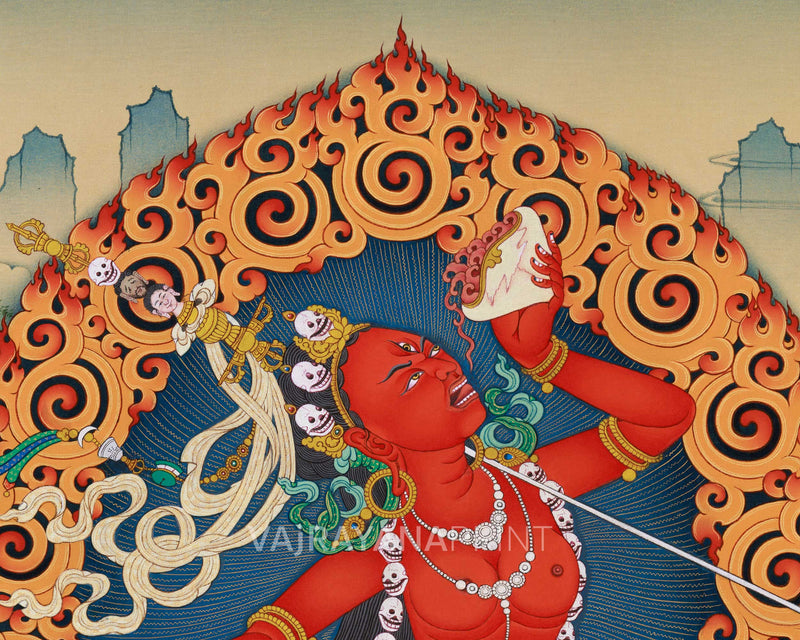 Vajrayogini Thangka Print | Traditional Dakini Canvas Art | Wall Decors