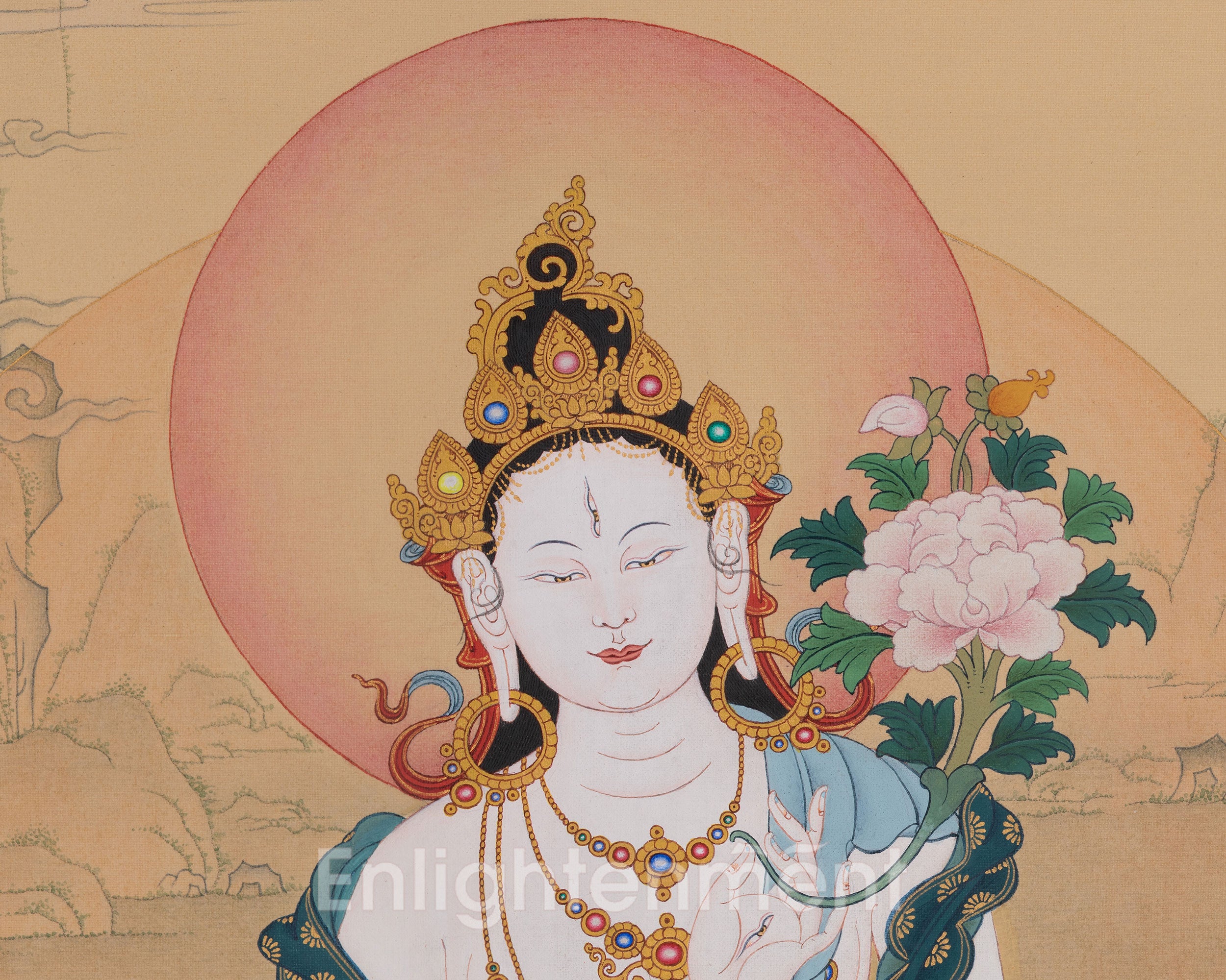 White Tara Longevity Thangka Art | Seven Eyed Deity | Pure Compassion