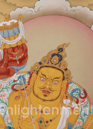 Exquisite Thangka of Guardian King Vaisravana | Assembly of Wealth Deities