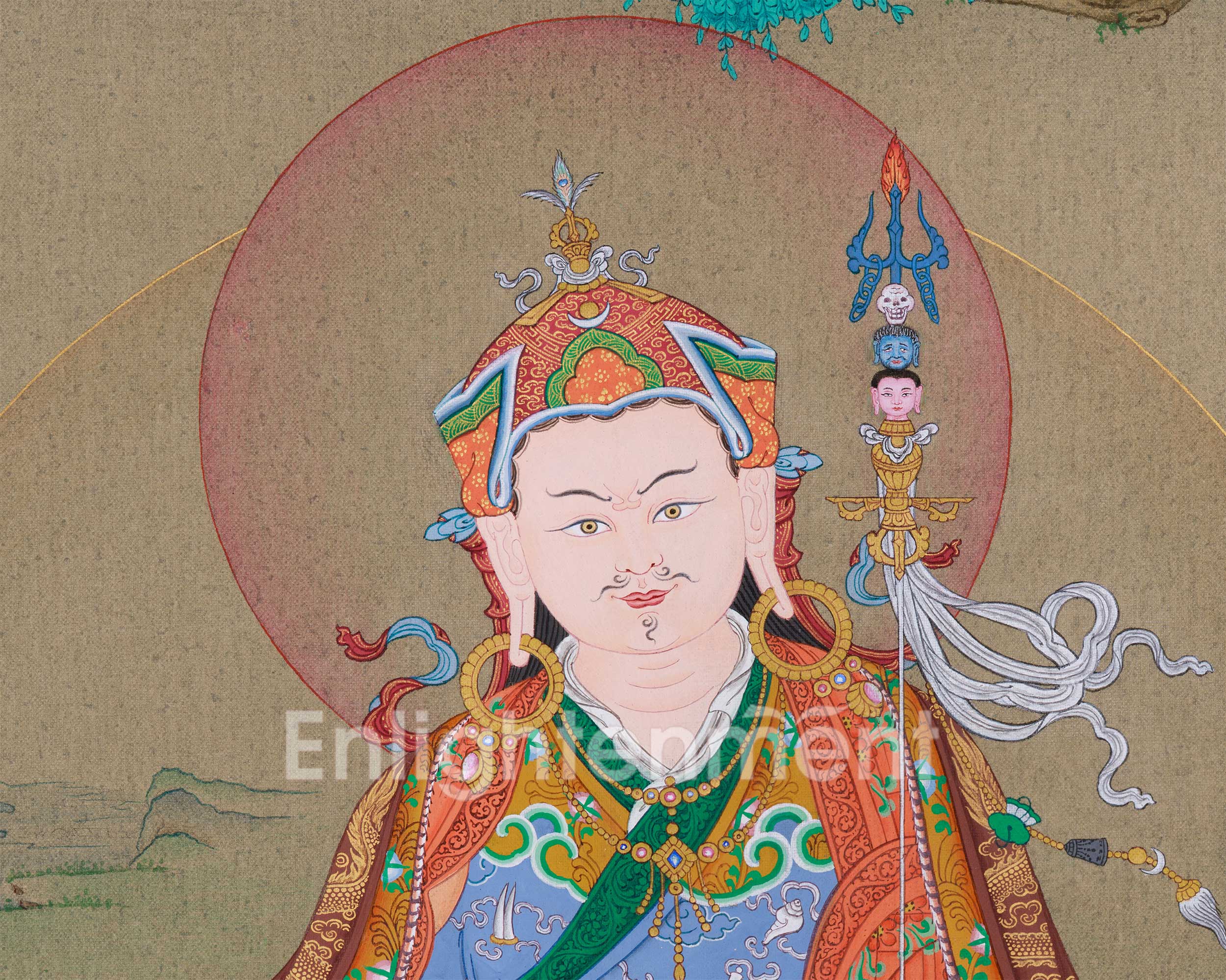 24 Inches Guru Rinpoche Thangka | Tibetan Art of Spiritual Mastery and Protection