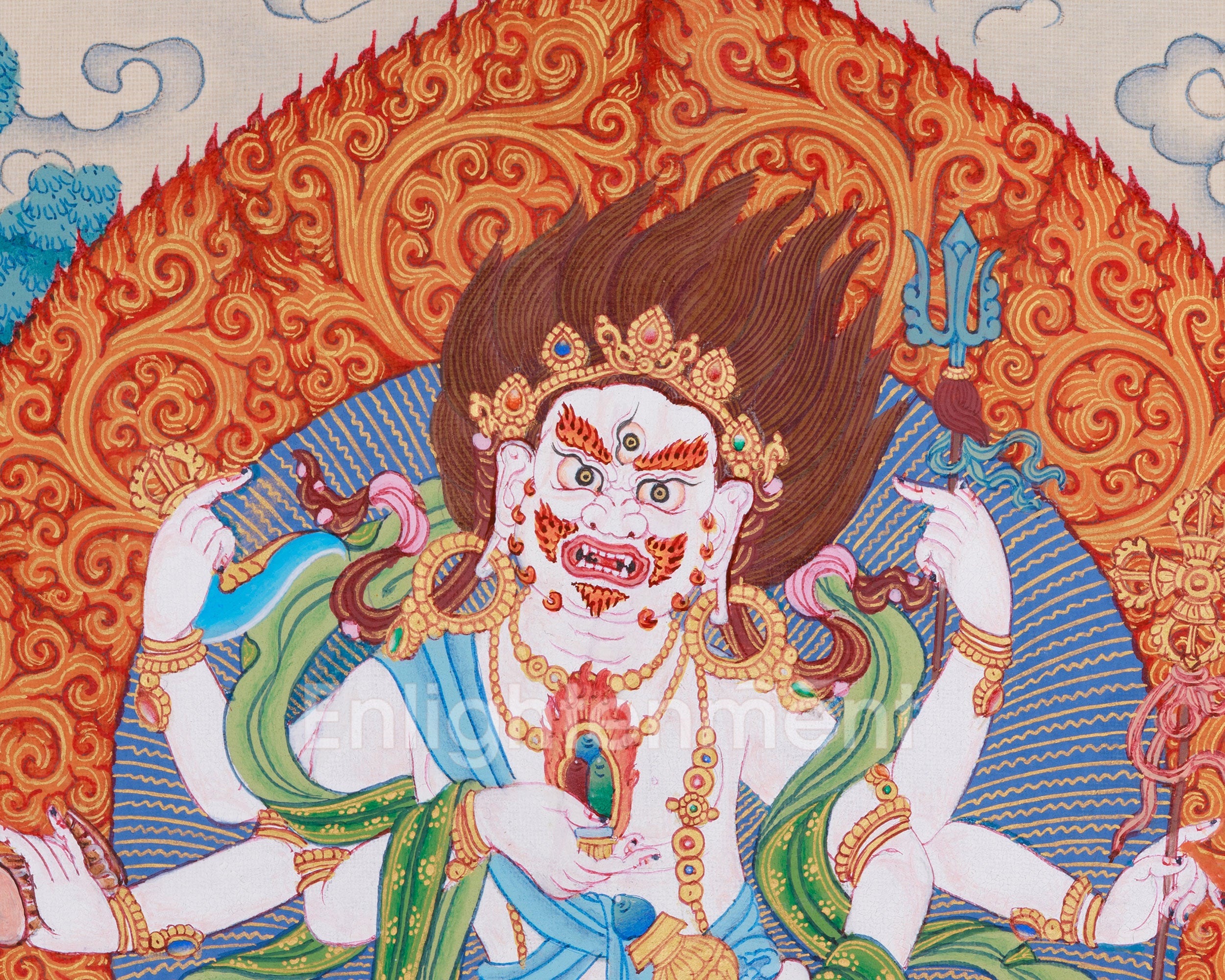 Prosperity Deity White Mahakala Thangka | The Benevolent Protector