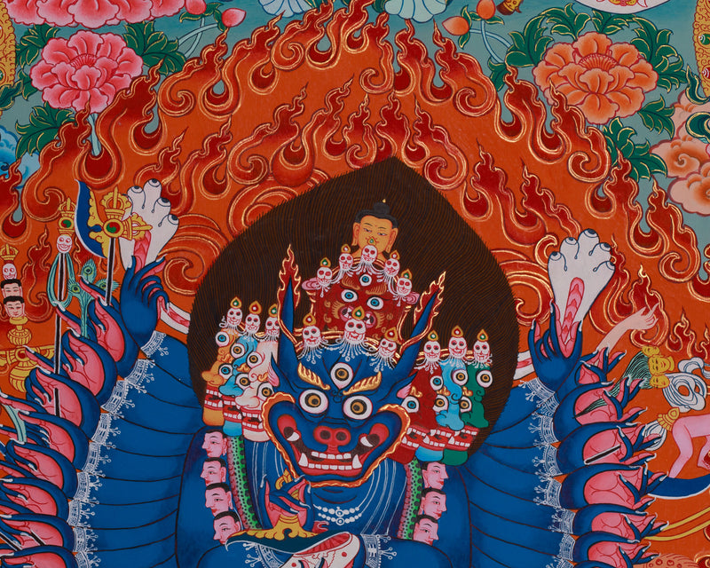 Wrathful Yidam Yamantaka Thangka | The Conqueror of Death | Traditional Tibetan Vajrayana Art