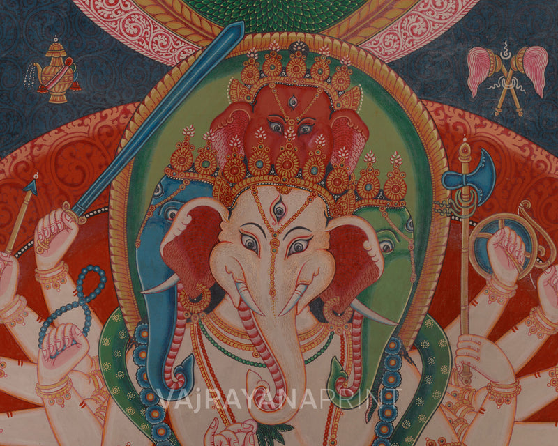 Four-Headed Dvija Ganapati | Canvas Print of Hindu Elephant God