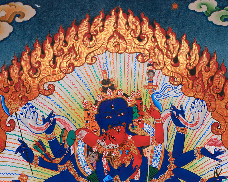 Wrathful Chakrasamvara Thangka | Hand-Painted Tibetan Buddhist Deity Art