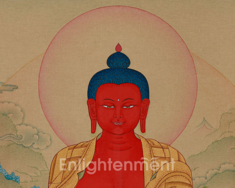 Red Amitabha Buddha Thangka | Buddha with Bodhisattvas